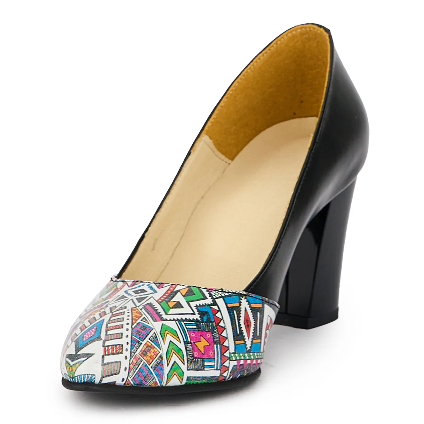 Pantofi dama din piele naturala neagra cu toc gros 7.5 cm 16259 - Image 3