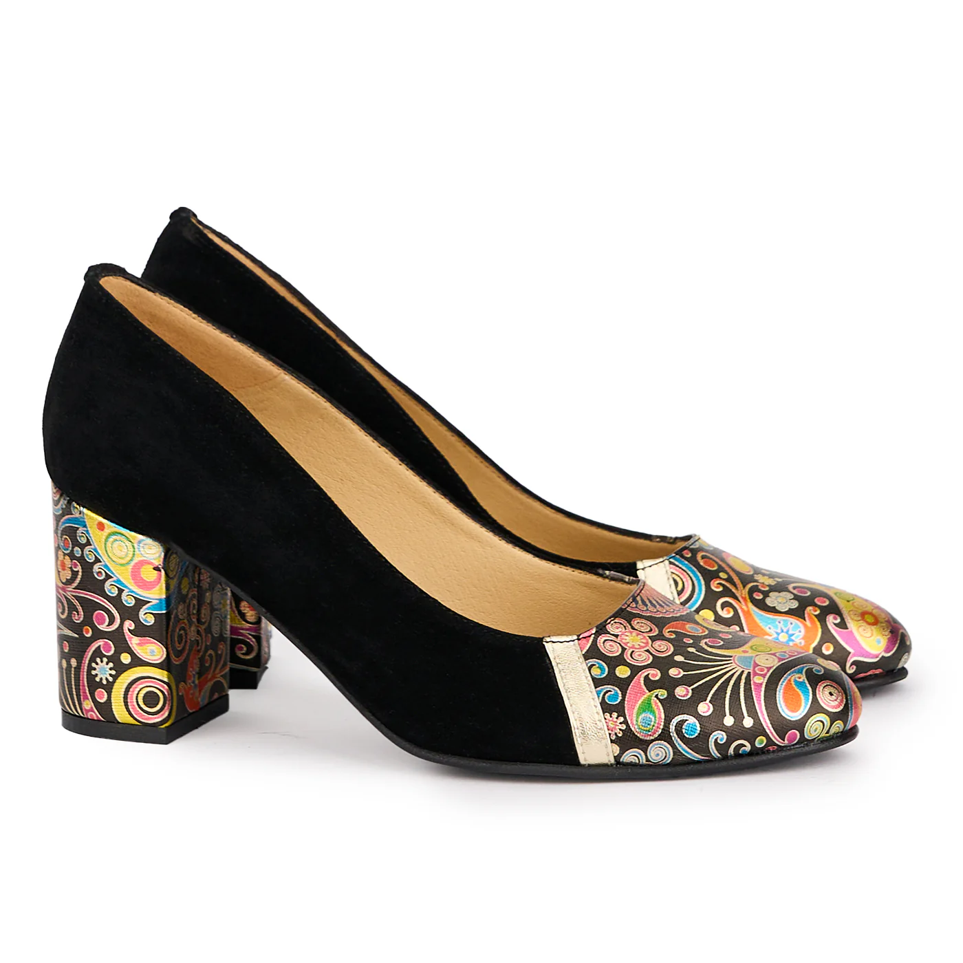 Pantofi dama din piele naturala neagra cu toc gros 7.5 cm 16913 - Image 4