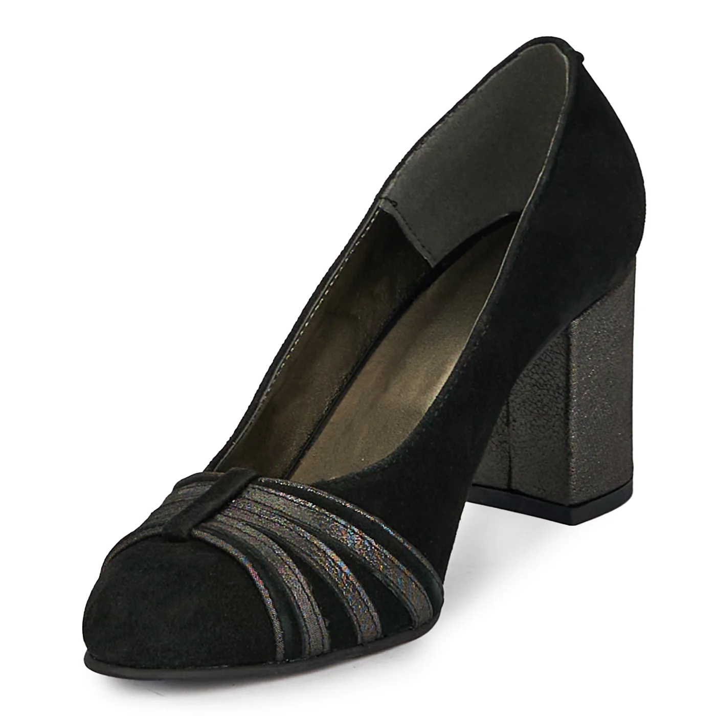 Pantofi dama din piele naturala neagra cu toc gros 7.5 cm 18164 - Image 3