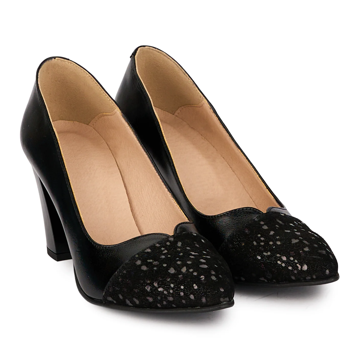 Pantofi dama din piele naturala neagra cu toc gros 7.5 cm 18498 - Image 4