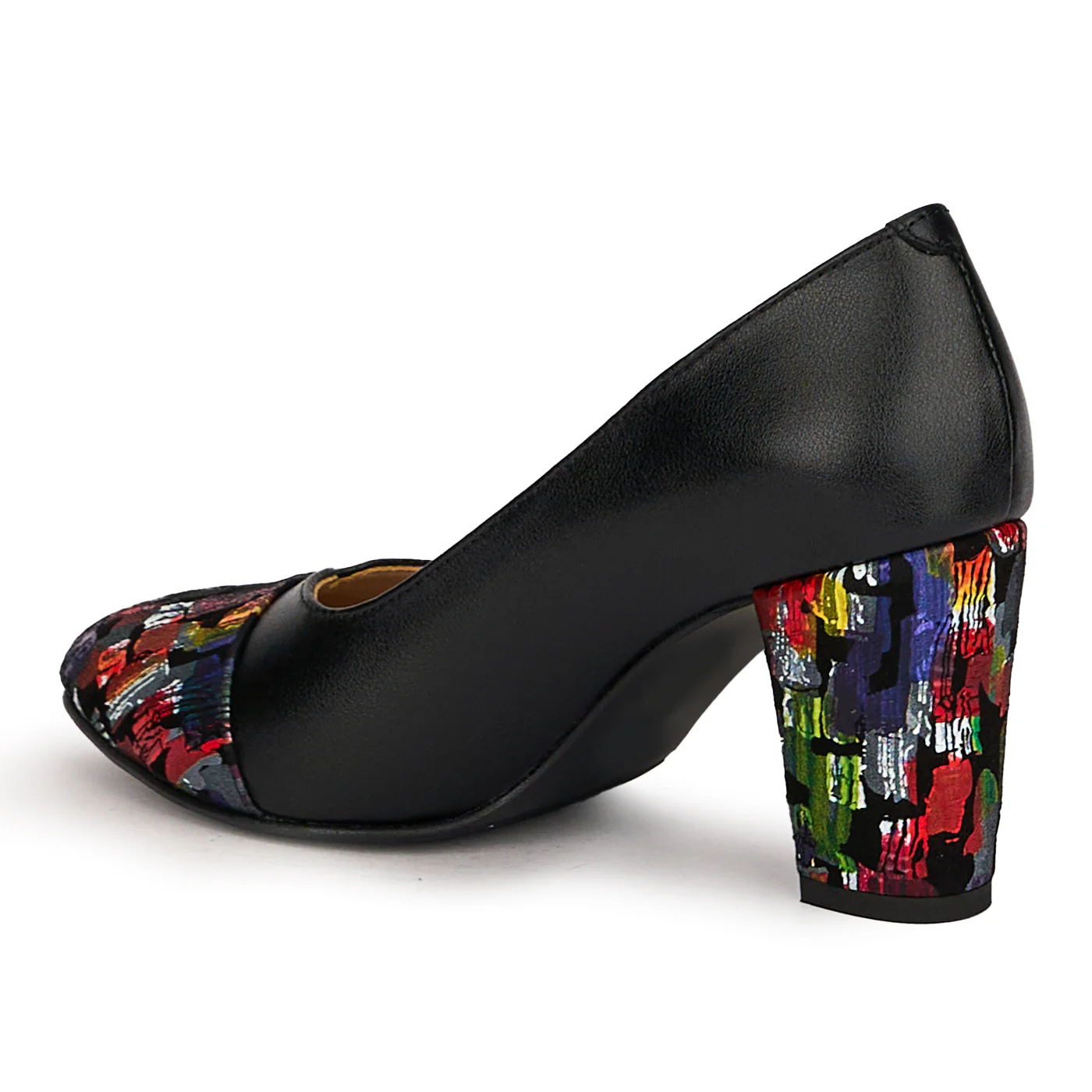 Pantofi dama din piele naturala neagra cu toc gros 7.5 cm 18772 - Image 2