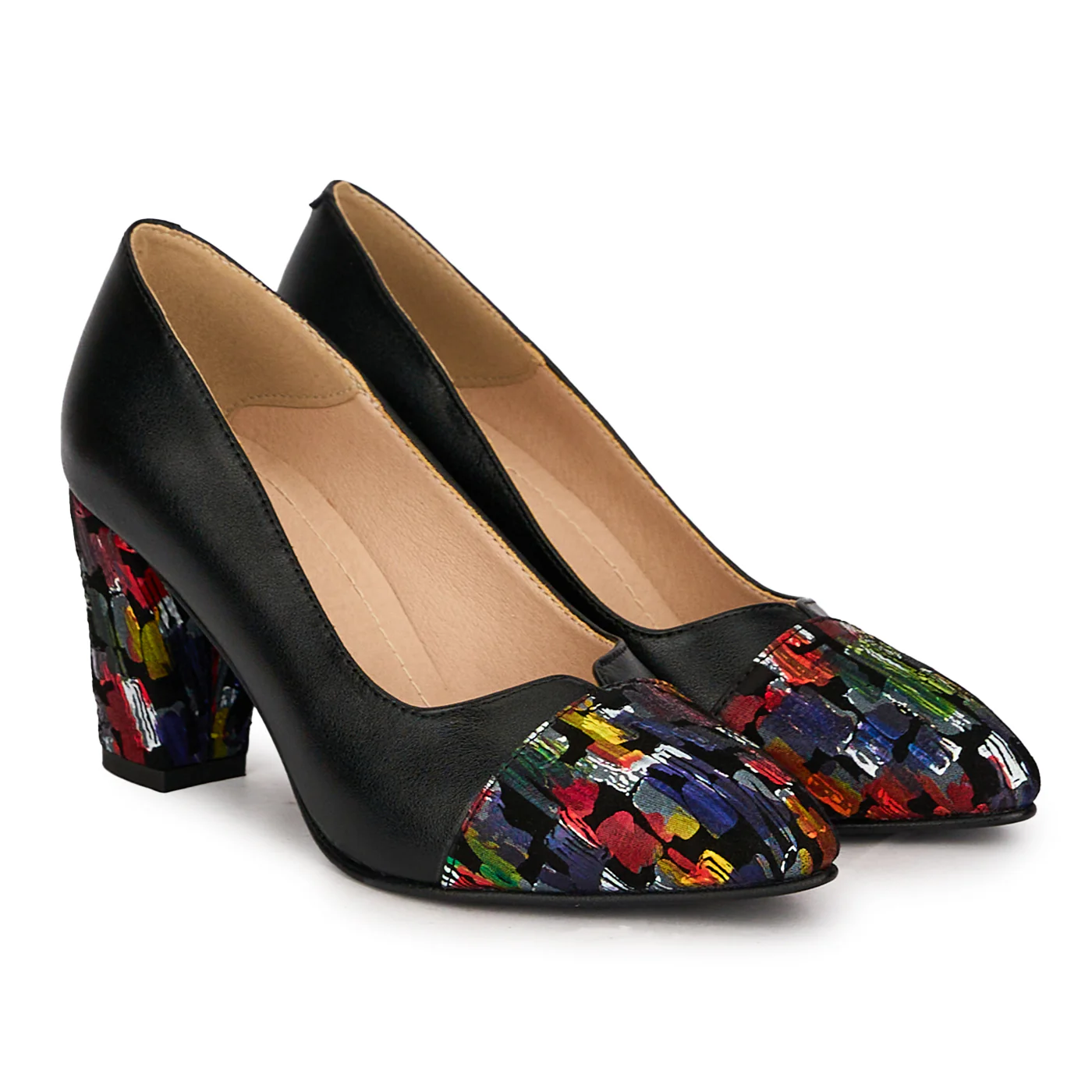 Pantofi dama din piele naturala neagra cu toc gros 7.5 cm 18772 - Image 4
