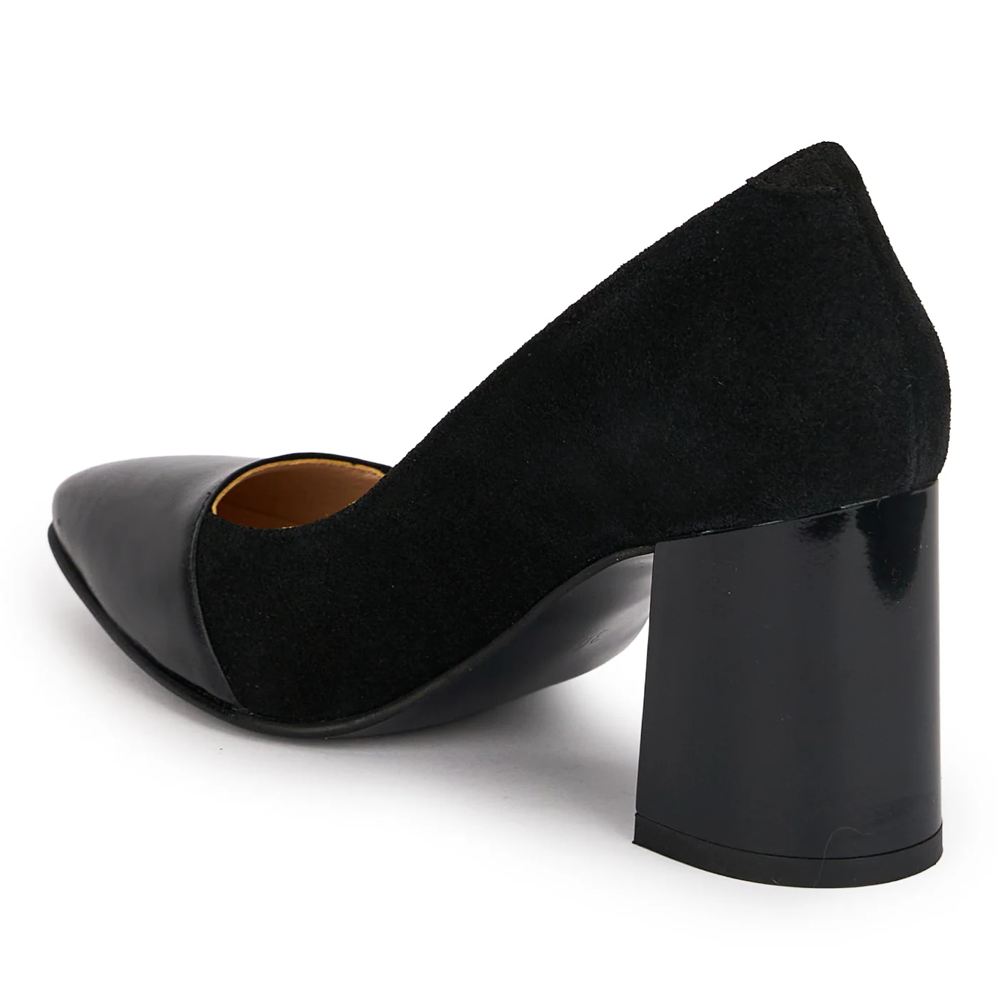 Pantofi dama din piele naturala neagra cu toc gros 7.5 cm 18839 - Image 2