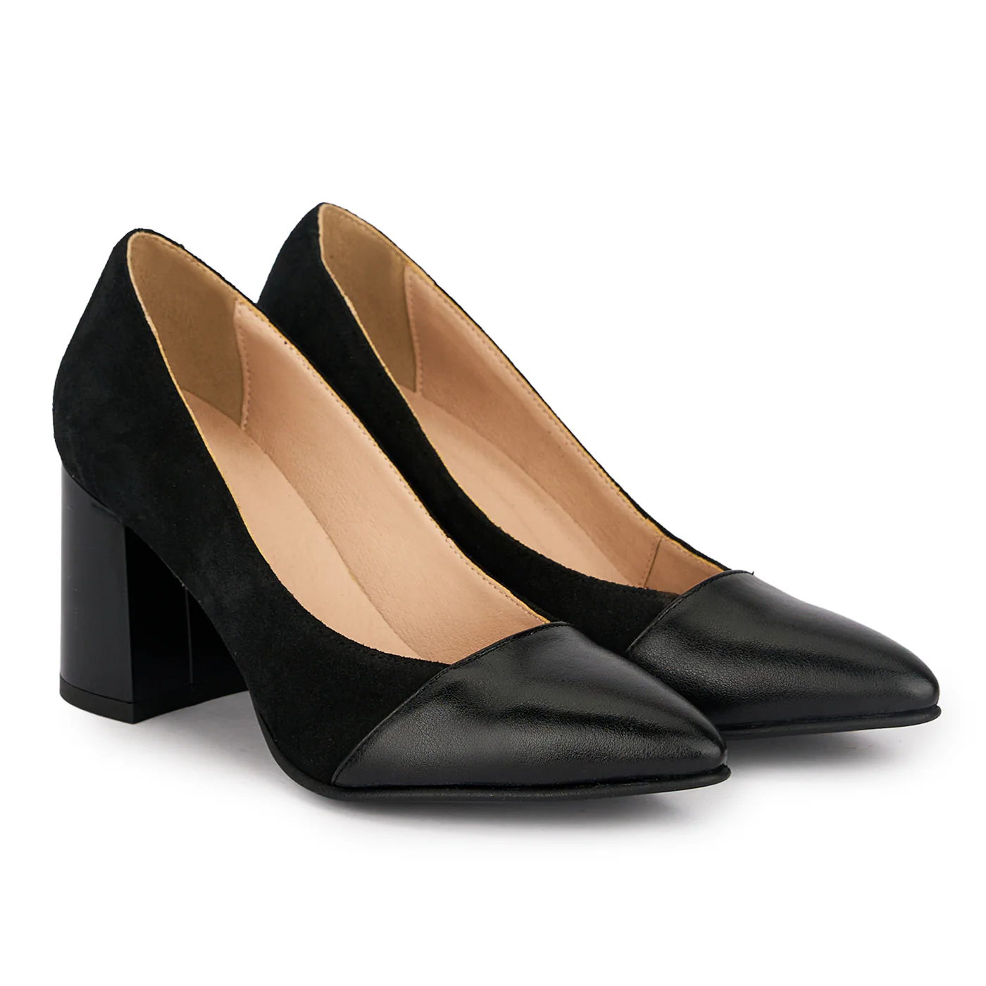 Pantofi dama din piele naturala neagra cu toc gros 7.5 cm 18839 - Image 4