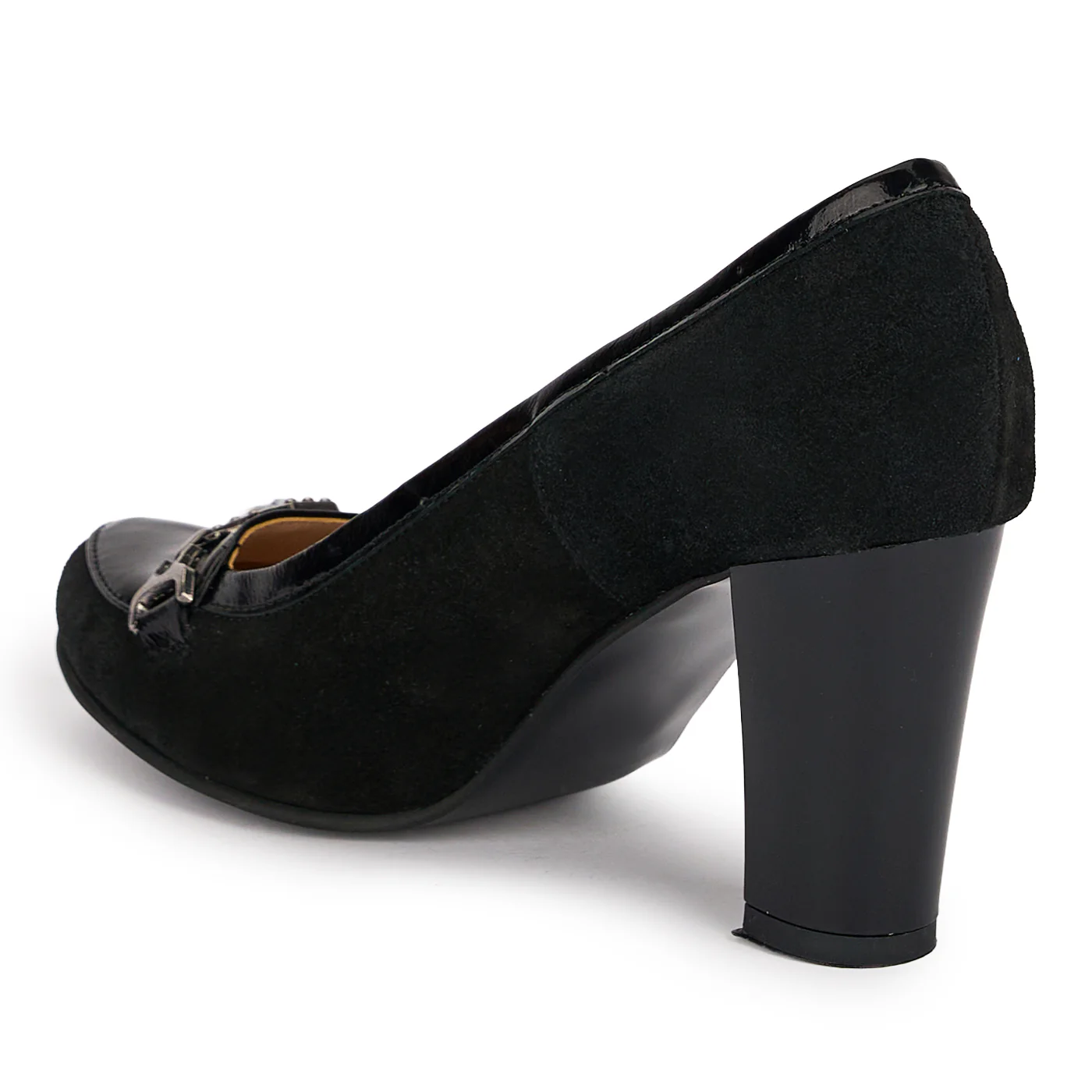 Pantofi dama din piele naturala neagra cu toc gros 7.5 cm 18842 - Image 2