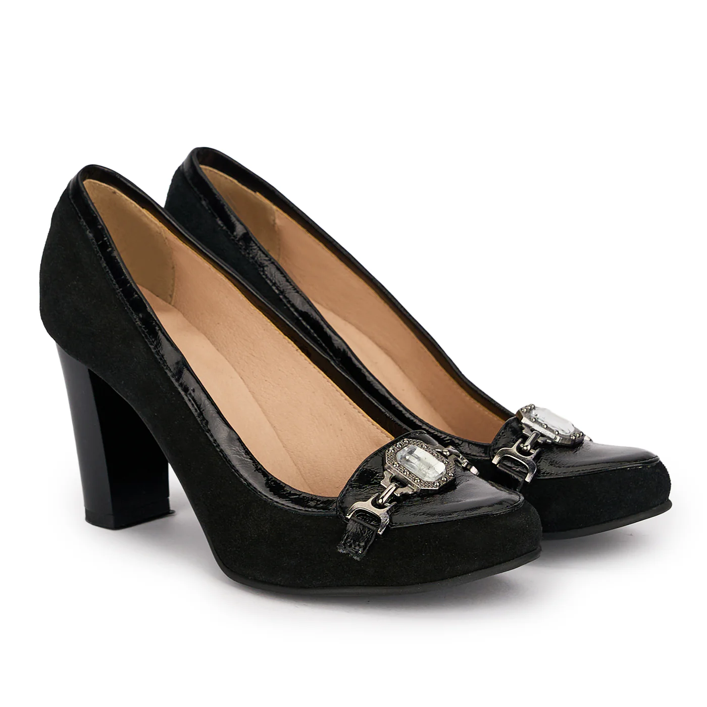 Pantofi dama din piele naturala neagra cu toc gros 7.5 cm 18842 - Image 4