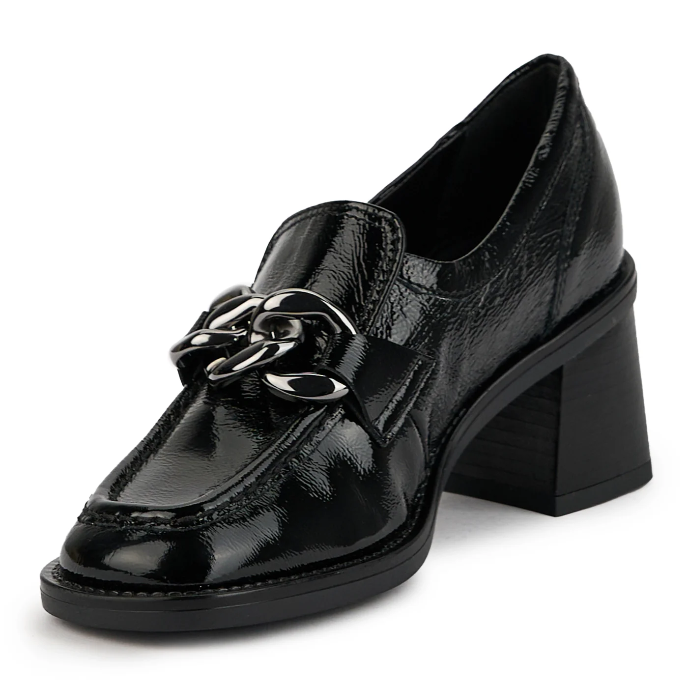 Pantofi dama din piele naturala neagra cu toc gros 7 cm 14888 - Image 3