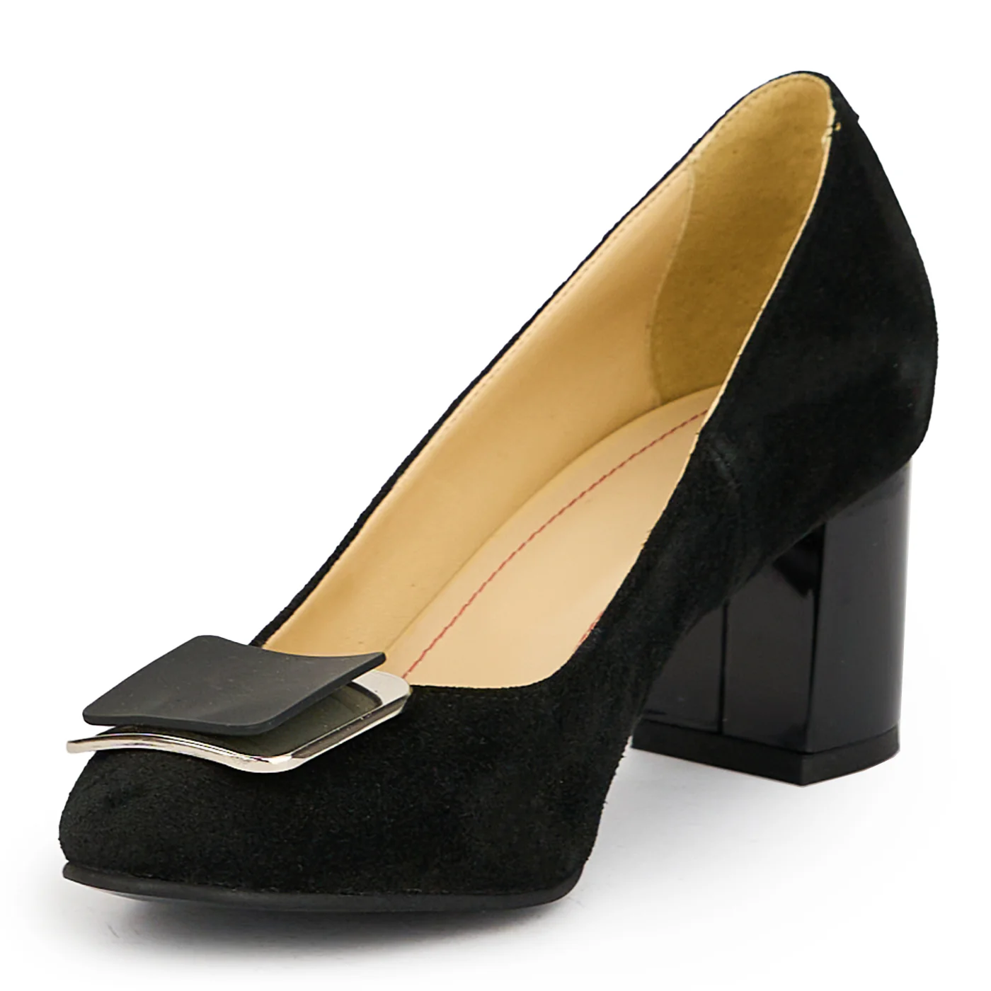 Pantofi dama din piele naturala neagra cu toc gros 7 cm 15026 - Image 3