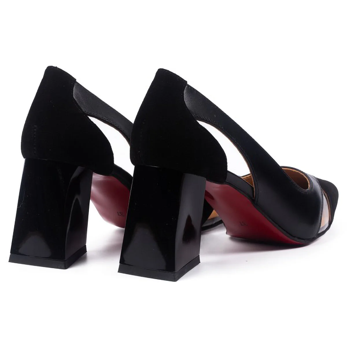 Pantofi dama din piele naturala neagra cu toc gros 7 cm 15725 - Image 2