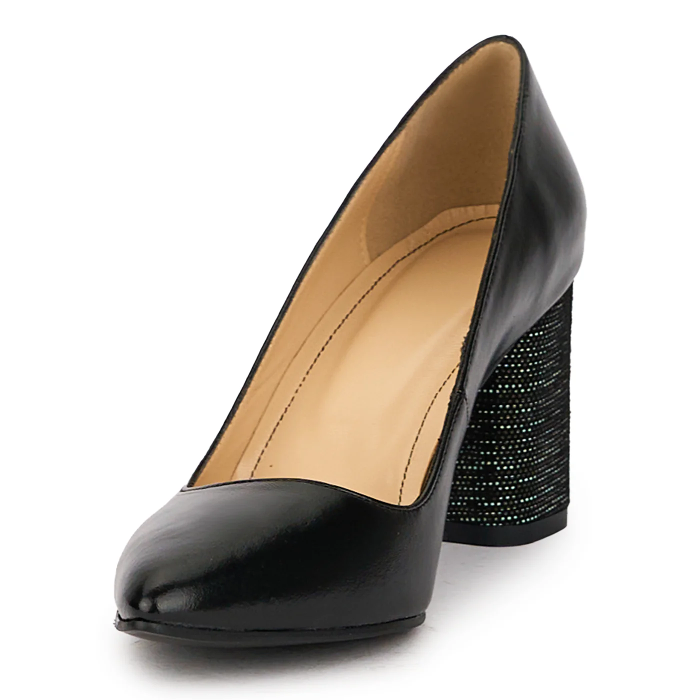 Pantofi dama din piele naturala neagra cu toc gros 7 cm 16005 - Image 3