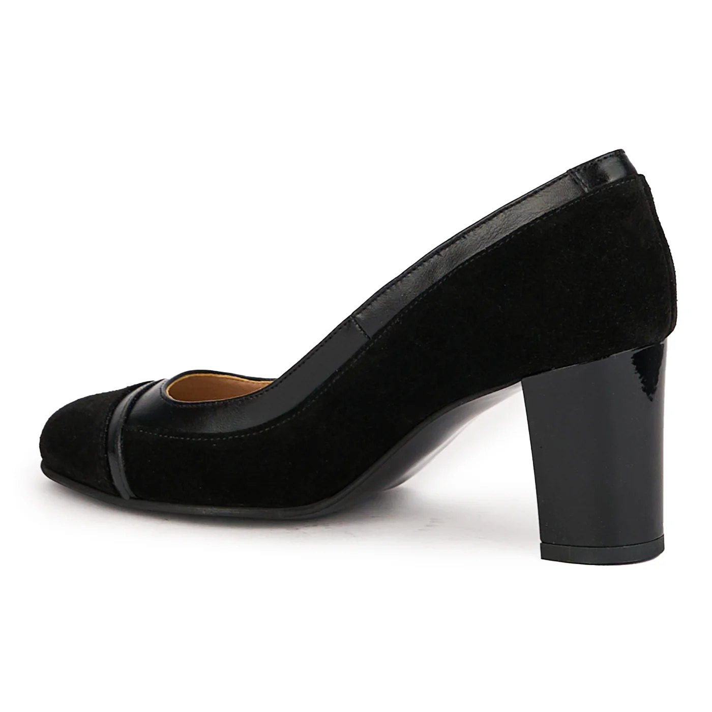 Pantofi dama din piele naturala neagra cu toc gros 7 cm 16732 - Image 2
