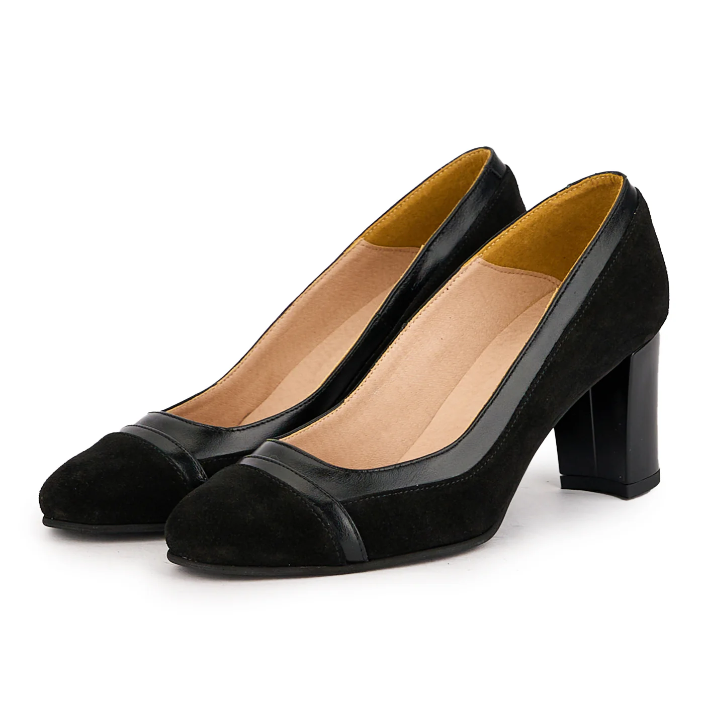 Pantofi dama din piele naturala neagra cu toc gros 7 cm 16732 - Image 3