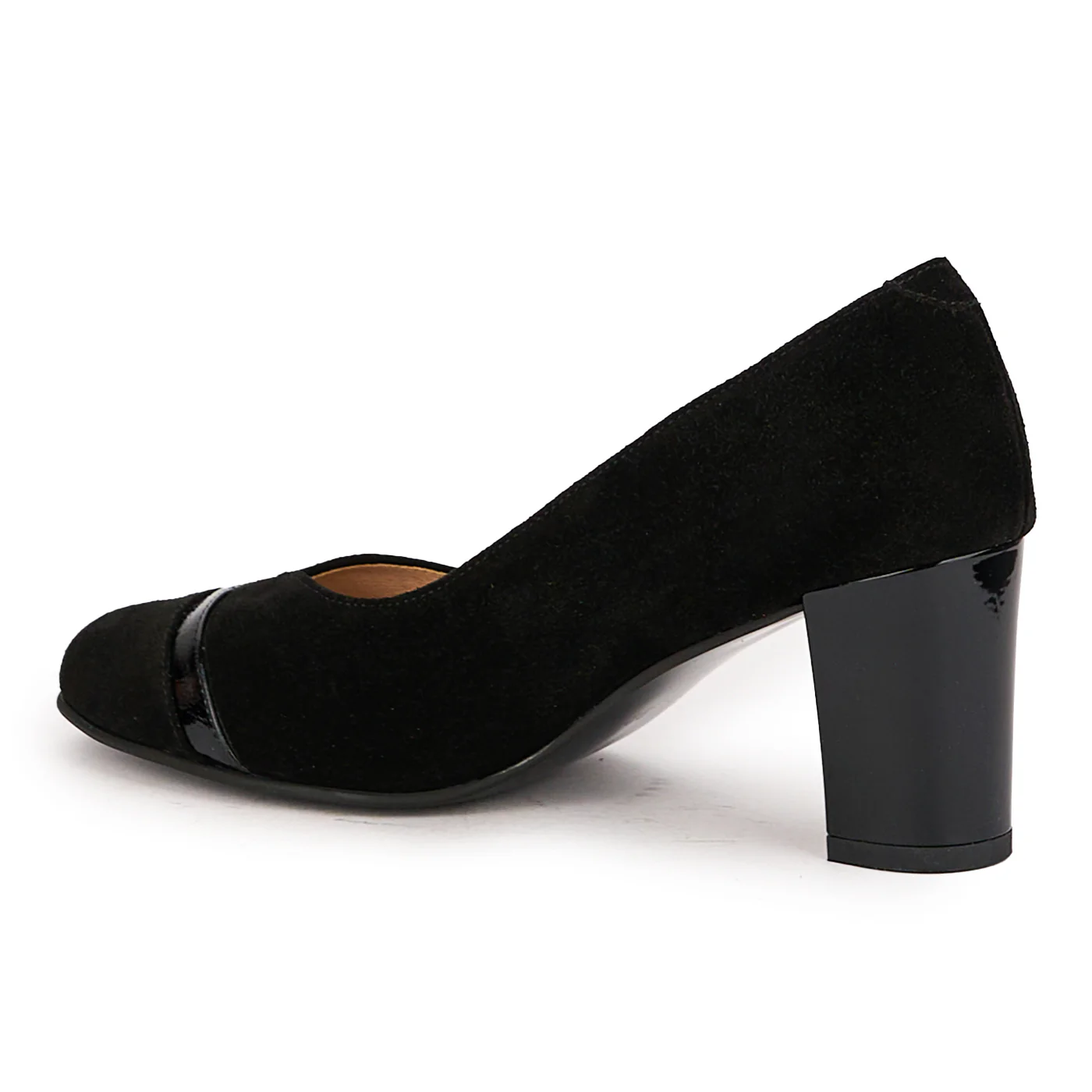 Pantofi dama din piele naturala neagra cu toc gros 7 cm 16733 - Image 2