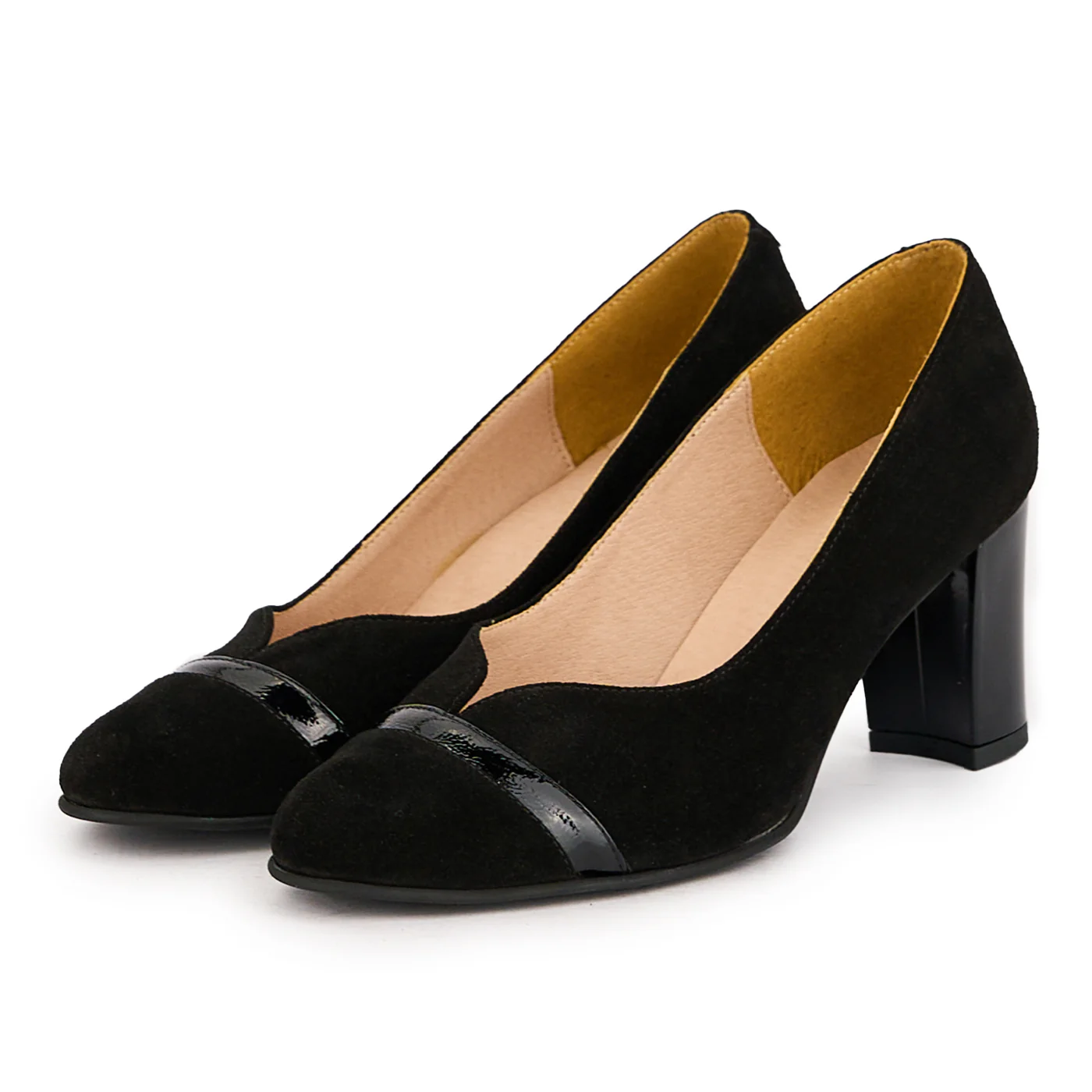 Pantofi dama din piele naturala neagra cu toc gros 7 cm 16733 - Image 3