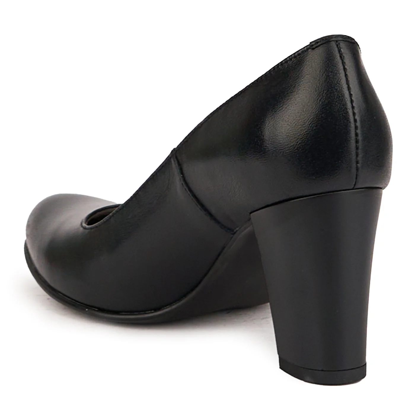 Pantofi dama din piele naturala neagra cu toc gros 7 cm 16789 - Image 2