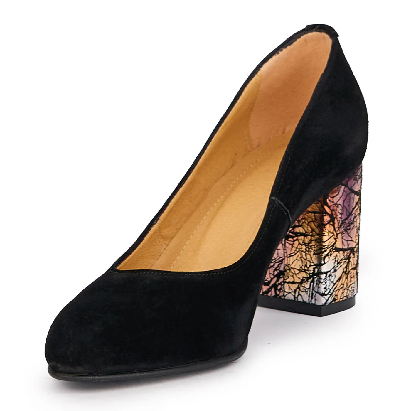 Pantofi dama din piele naturala neagra cu toc gros 7 cm 16912 - Image 3