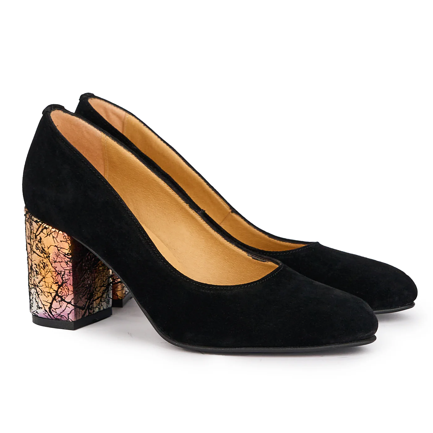 Pantofi dama din piele naturala neagra cu toc gros 7 cm 16912 - Image 4
