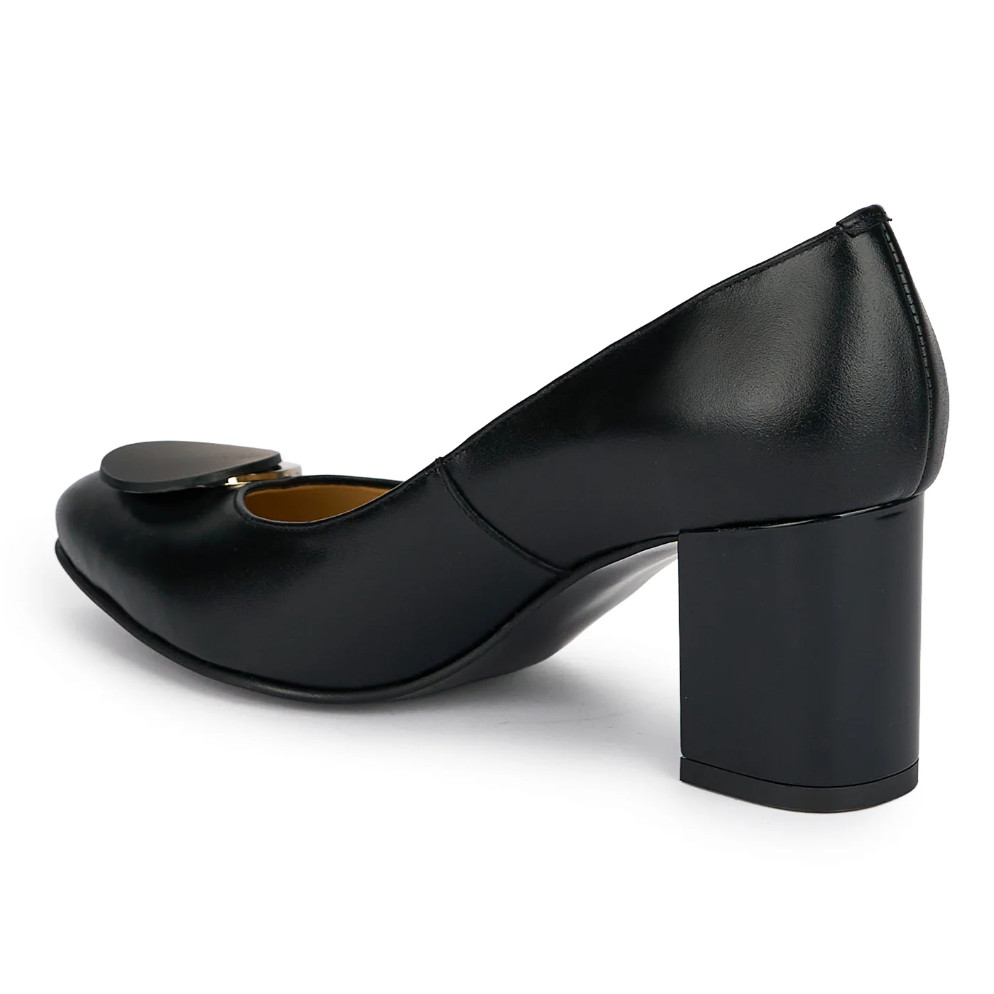 Pantofi dama din piele naturala neagra cu toc gros 7 cm 19175 - Image 2