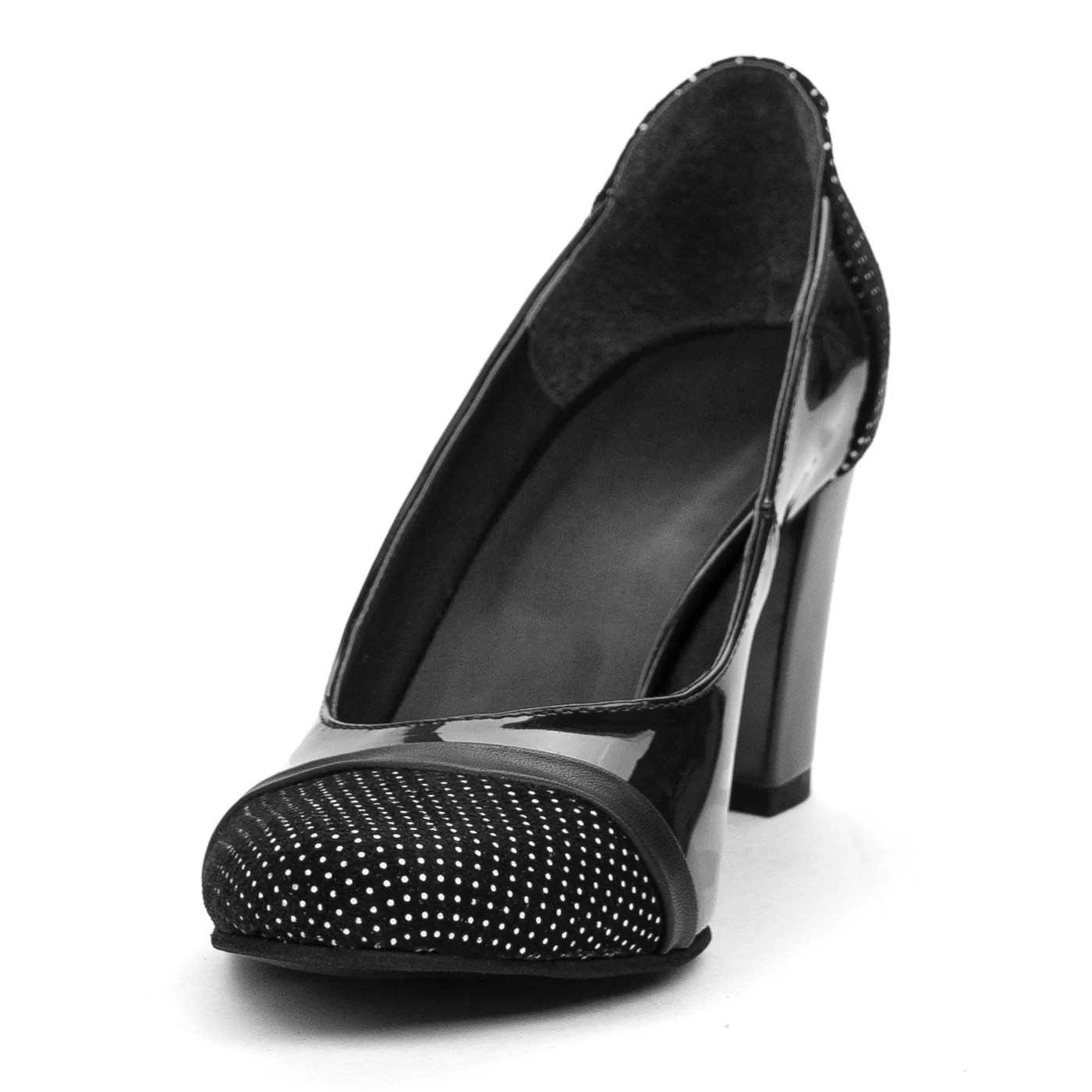 Pantofi dama din piele naturala neagra cu toc gros 8 cm 10953 - Image 4