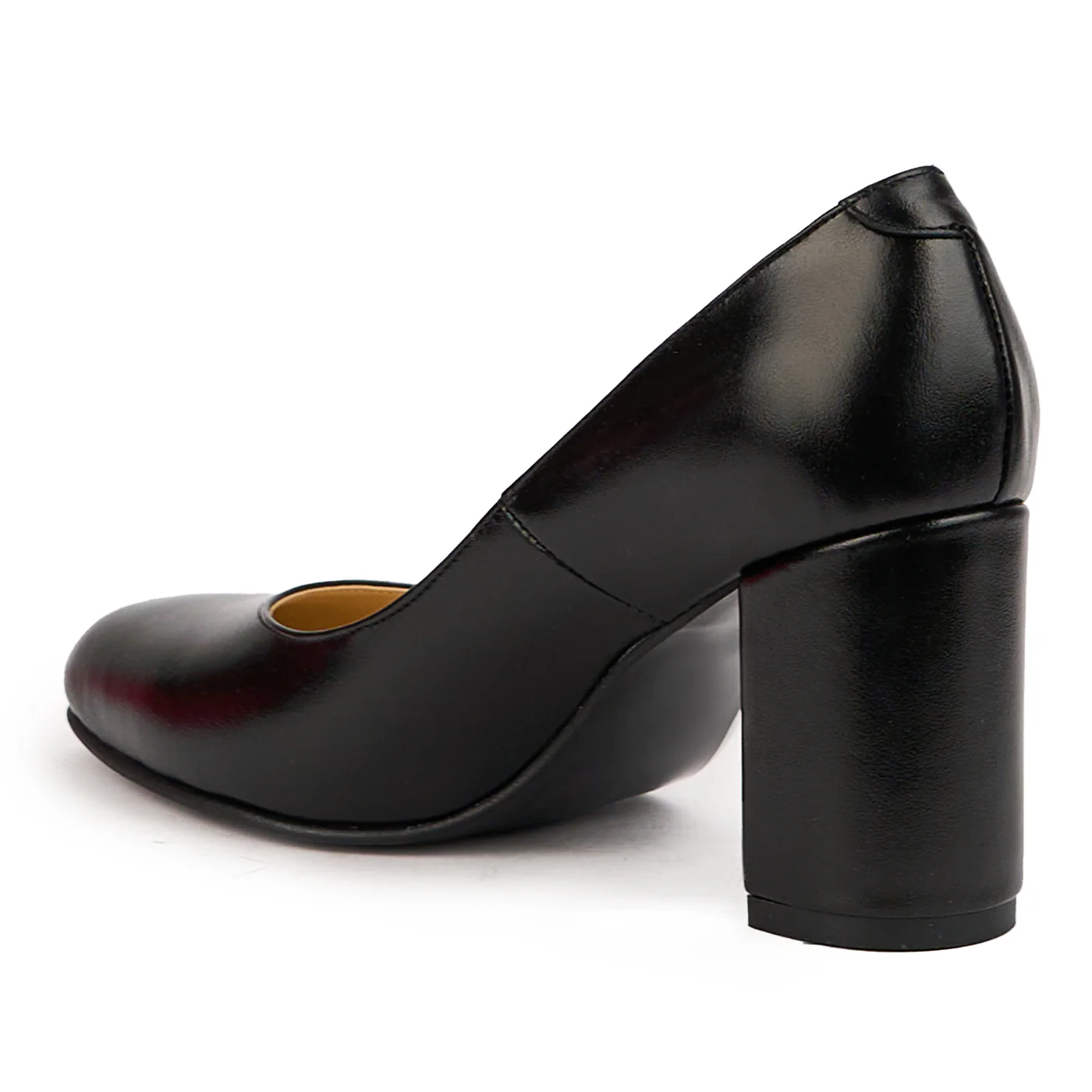 Pantofi dama din piele naturala neagra cu toc gros 8 cm 14638 - Image 2