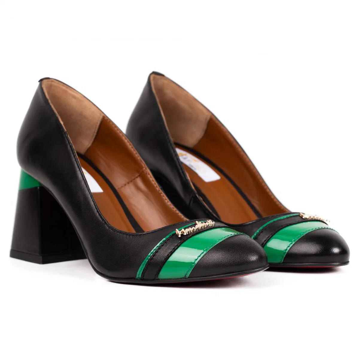 Pantofi dama din piele naturala neagra cu toc gros 8 cm 15748 - Image 2