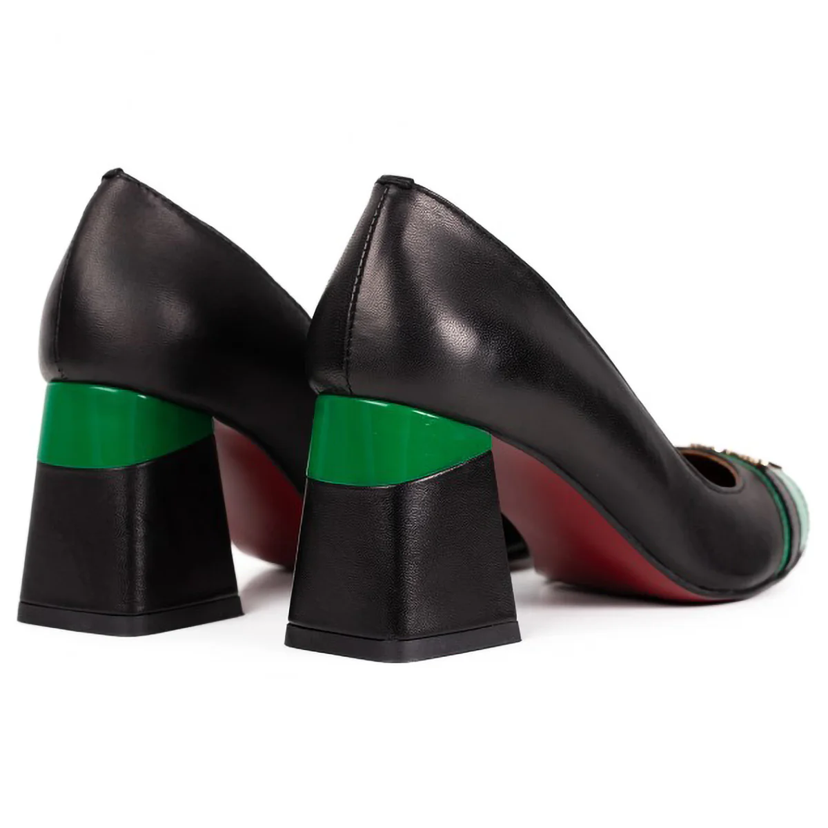 Pantofi dama din piele naturala neagra cu toc gros 8 cm 15748 - Image 3