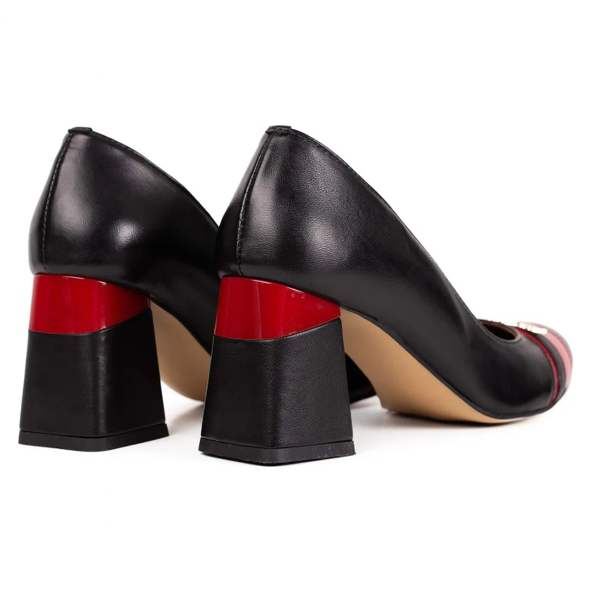Pantofi dama din piele naturala neagra cu toc gros 8 cm 15749 - Image 3