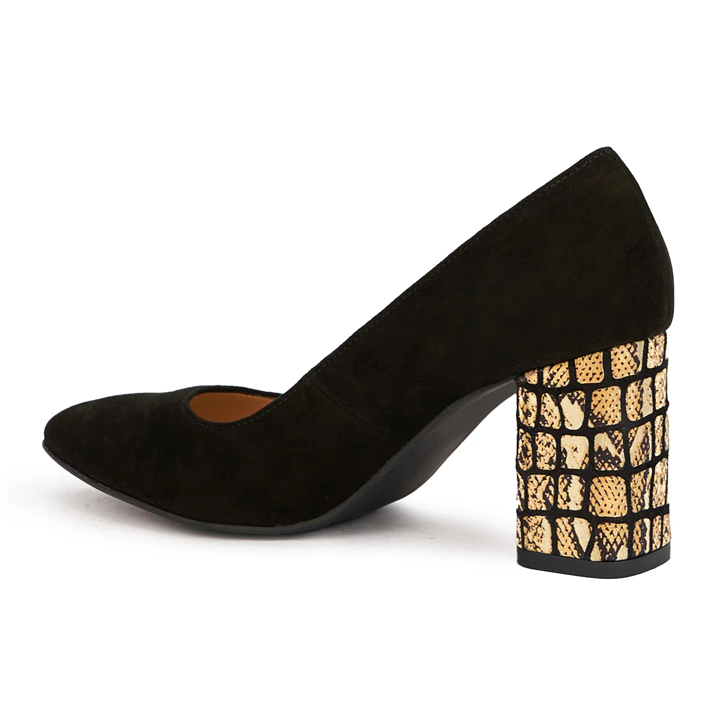 Pantofi dama din piele naturala neagra cu toc gros 8 cm 17163 - Image 2