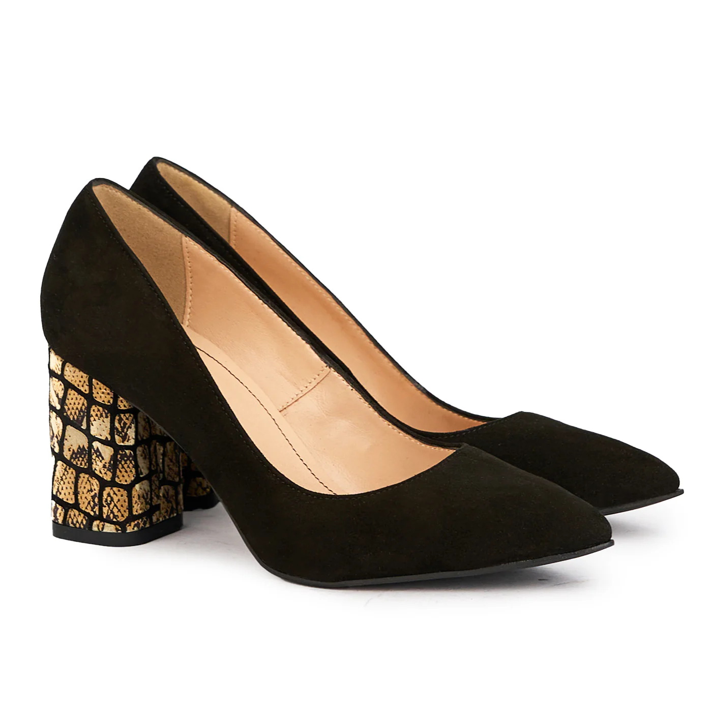Pantofi dama din piele naturala neagra cu toc gros 8 cm 17163 - Image 4