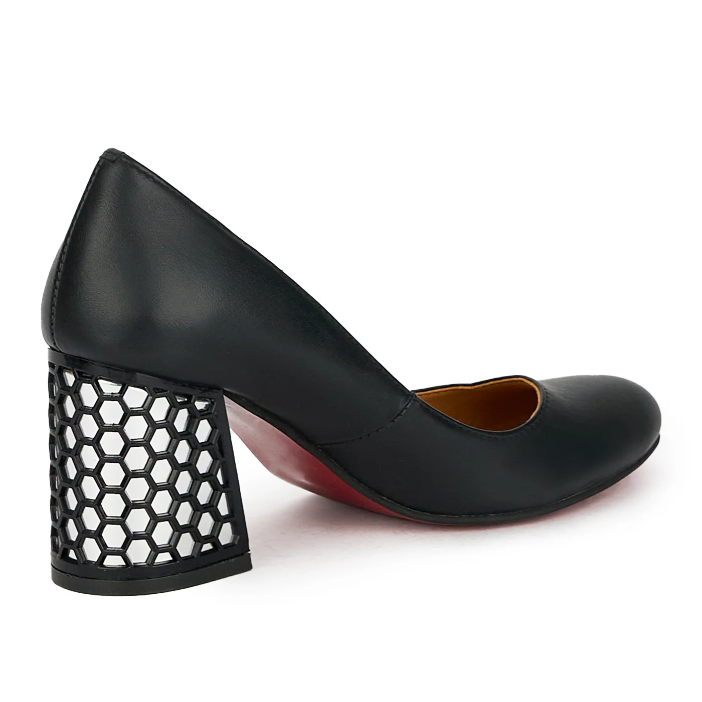 Pantofi dama din piele naturala neagra cu toc gros 8 cm 17573 - Image 3