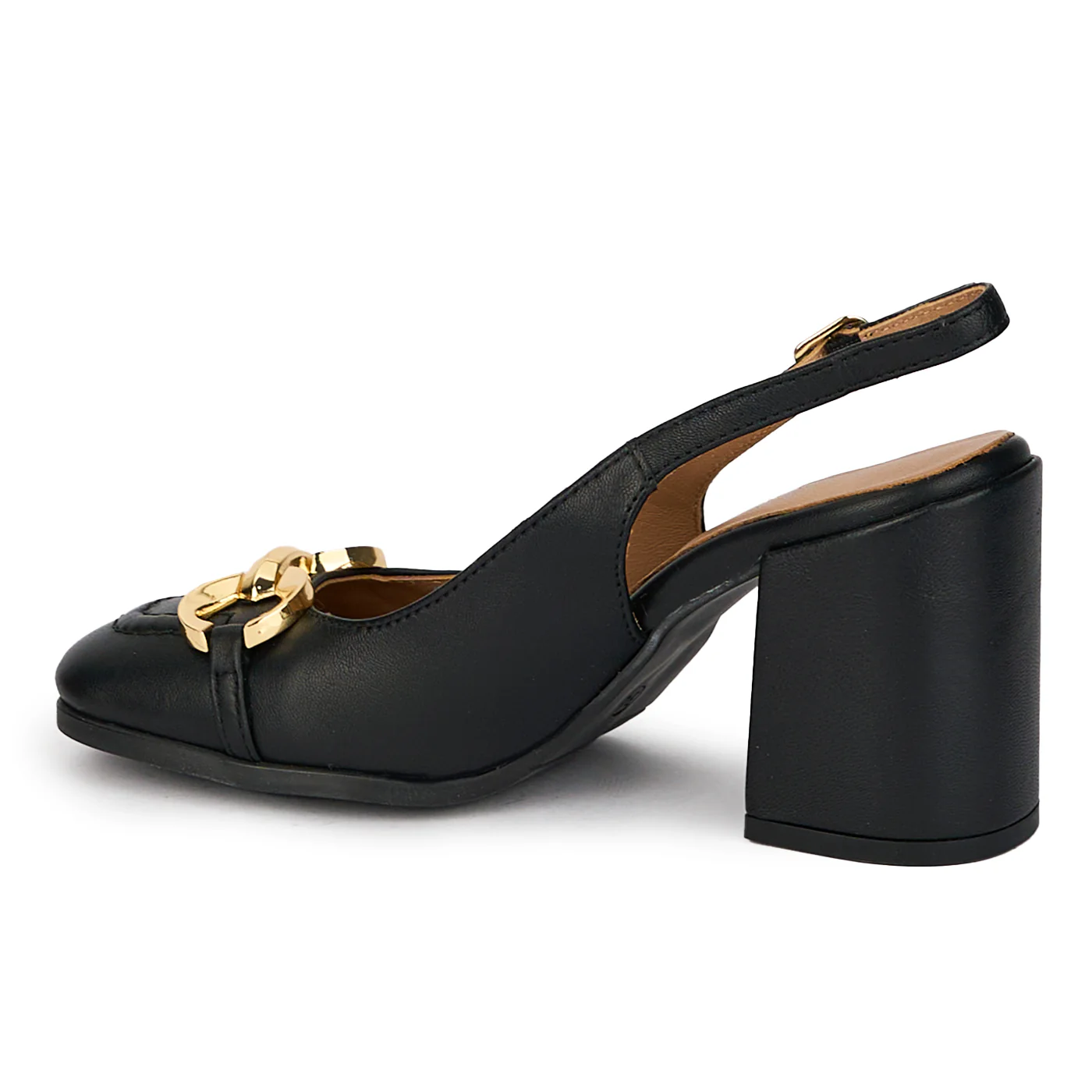 Pantofi dama din piele naturala neagra cu toc gros 8 cm 18095 - Image 2