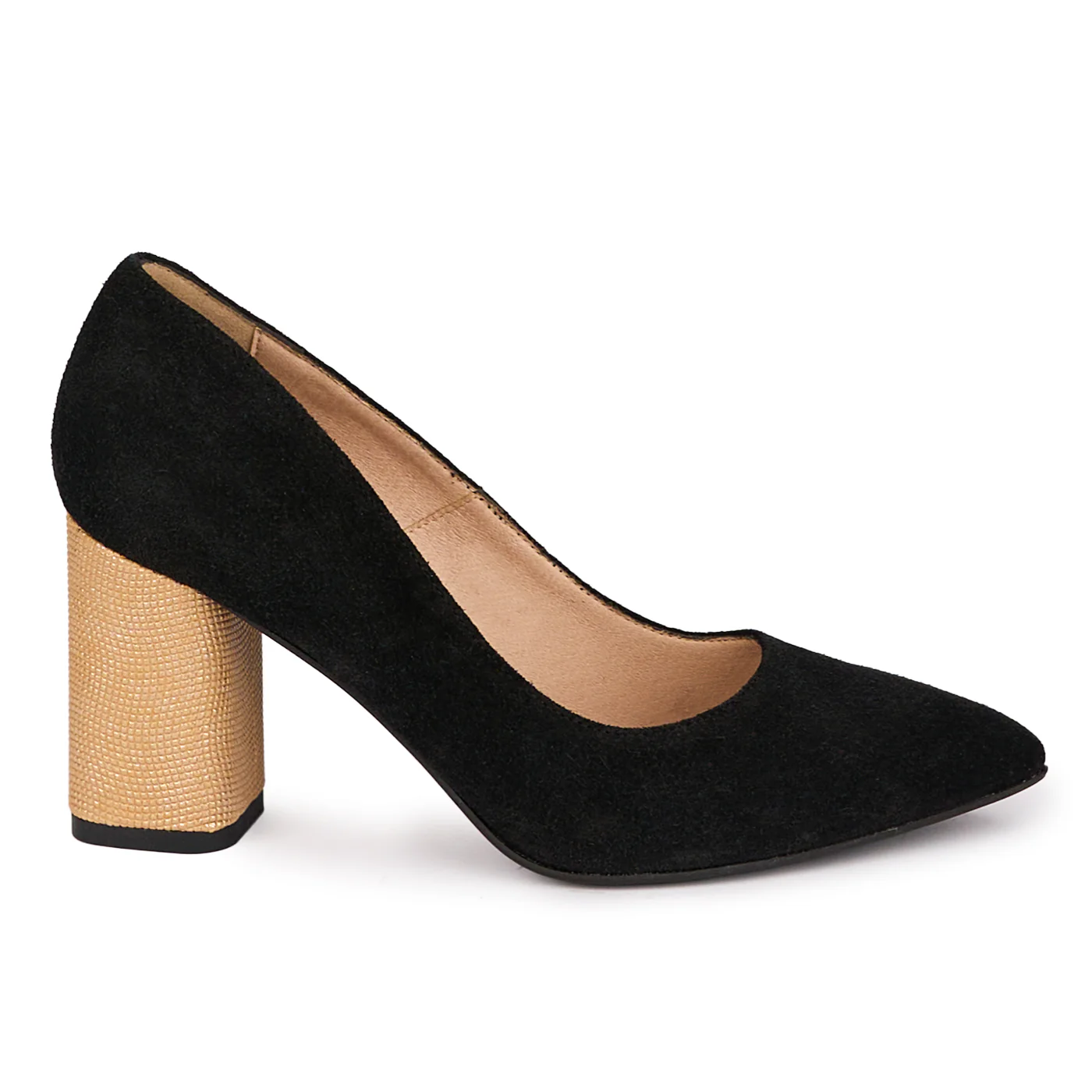 Pantofi dama din piele naturala neagra cu toc gros 8 cm 18617