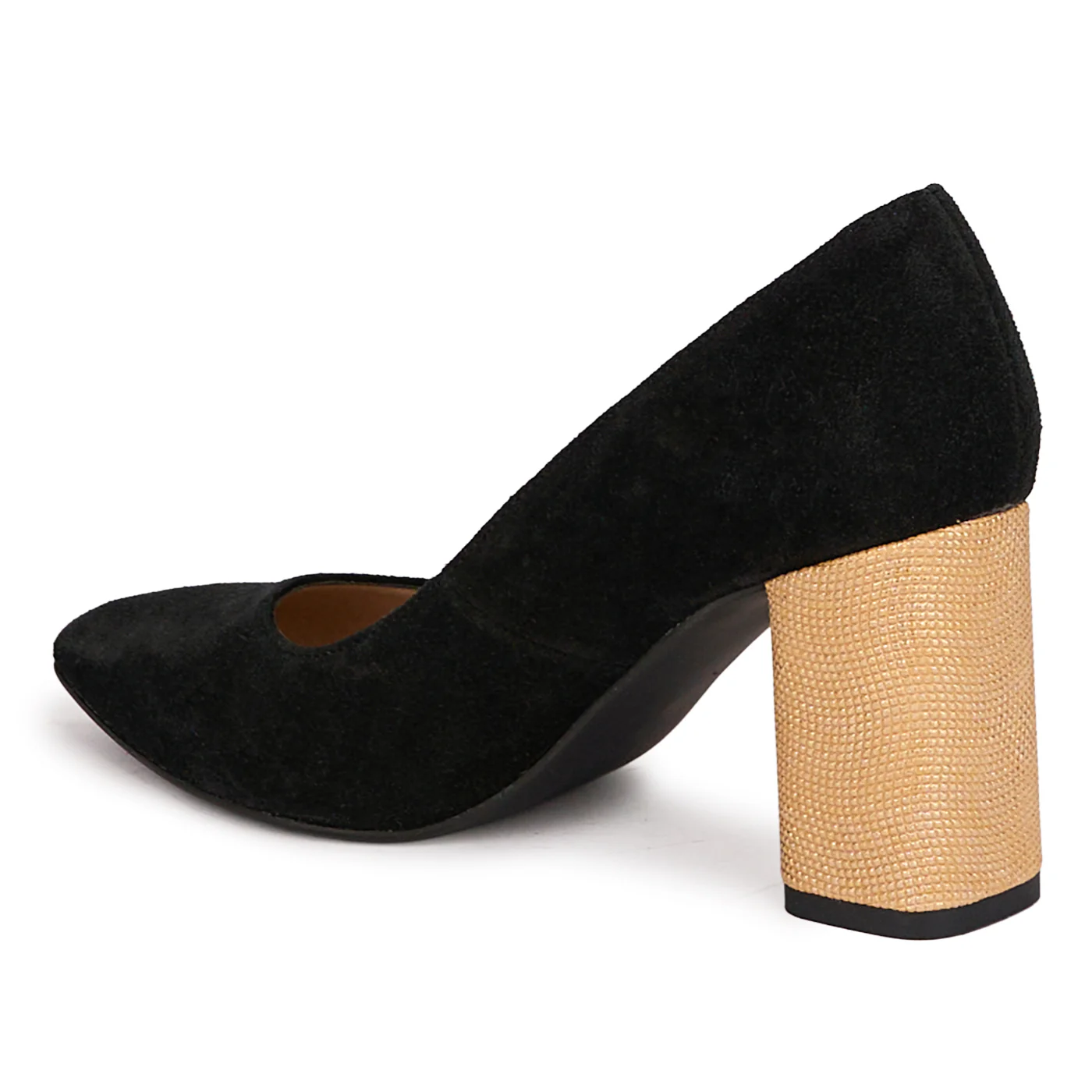 Pantofi dama din piele naturala neagra cu toc gros 8 cm 18617 - Image 2