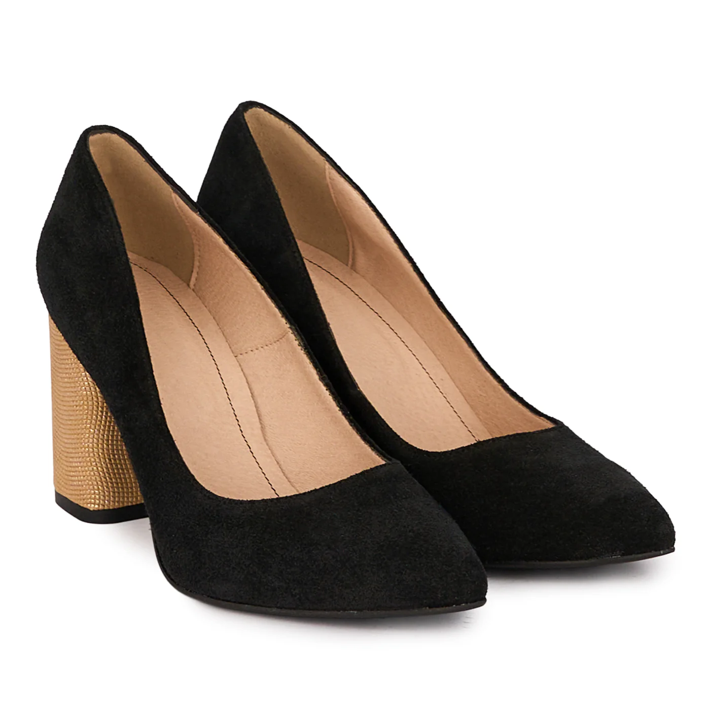 Pantofi dama din piele naturala neagra cu toc gros 8 cm 18617 - Image 4