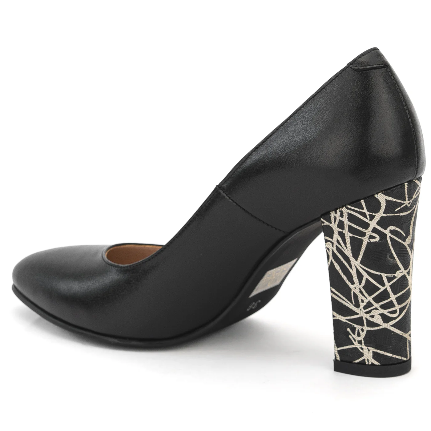 Pantofi dama din piele naturala neagra cu toc gros 9.5 cm 14149 - Image 2
