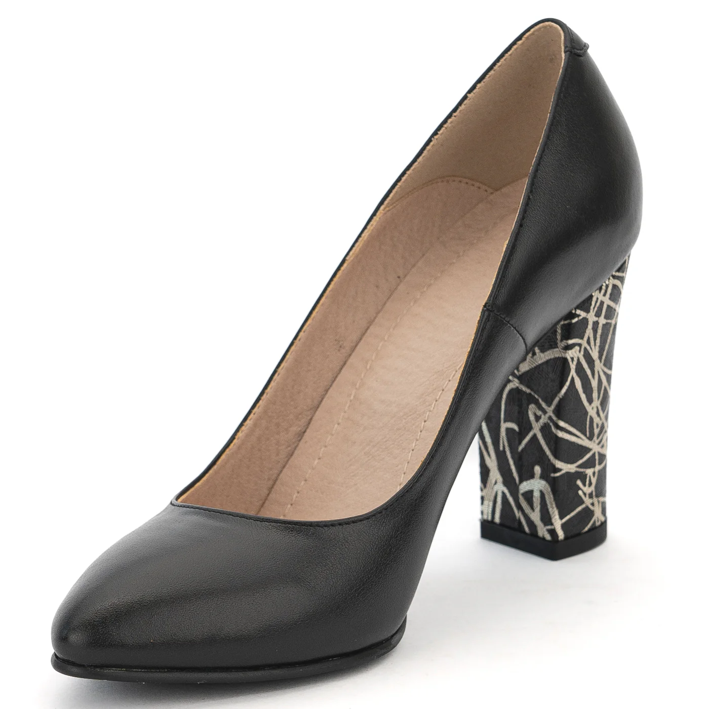 Pantofi dama din piele naturala neagra cu toc gros 9.5 cm 14149 - Image 3