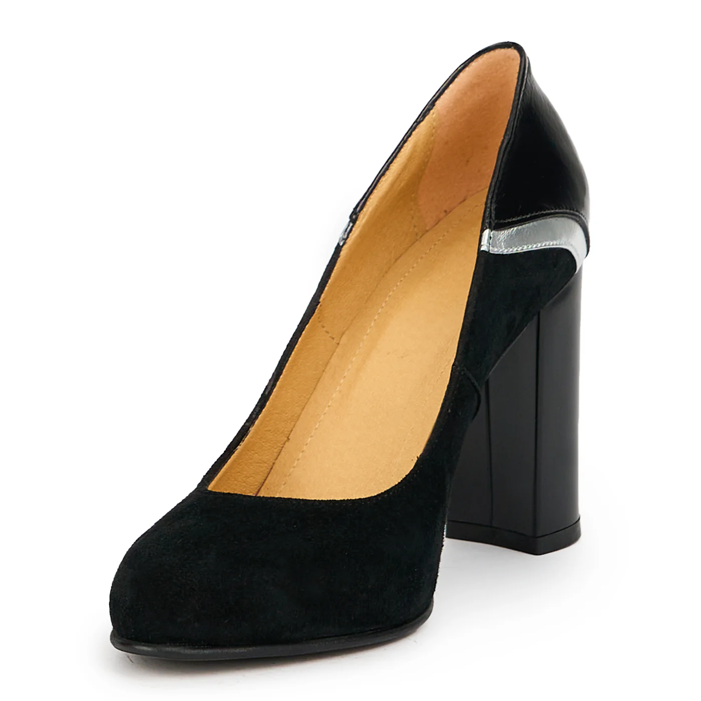 Pantofi dama din piele naturala neagra cu toc gros 9.5 cm 14811 - Image 3