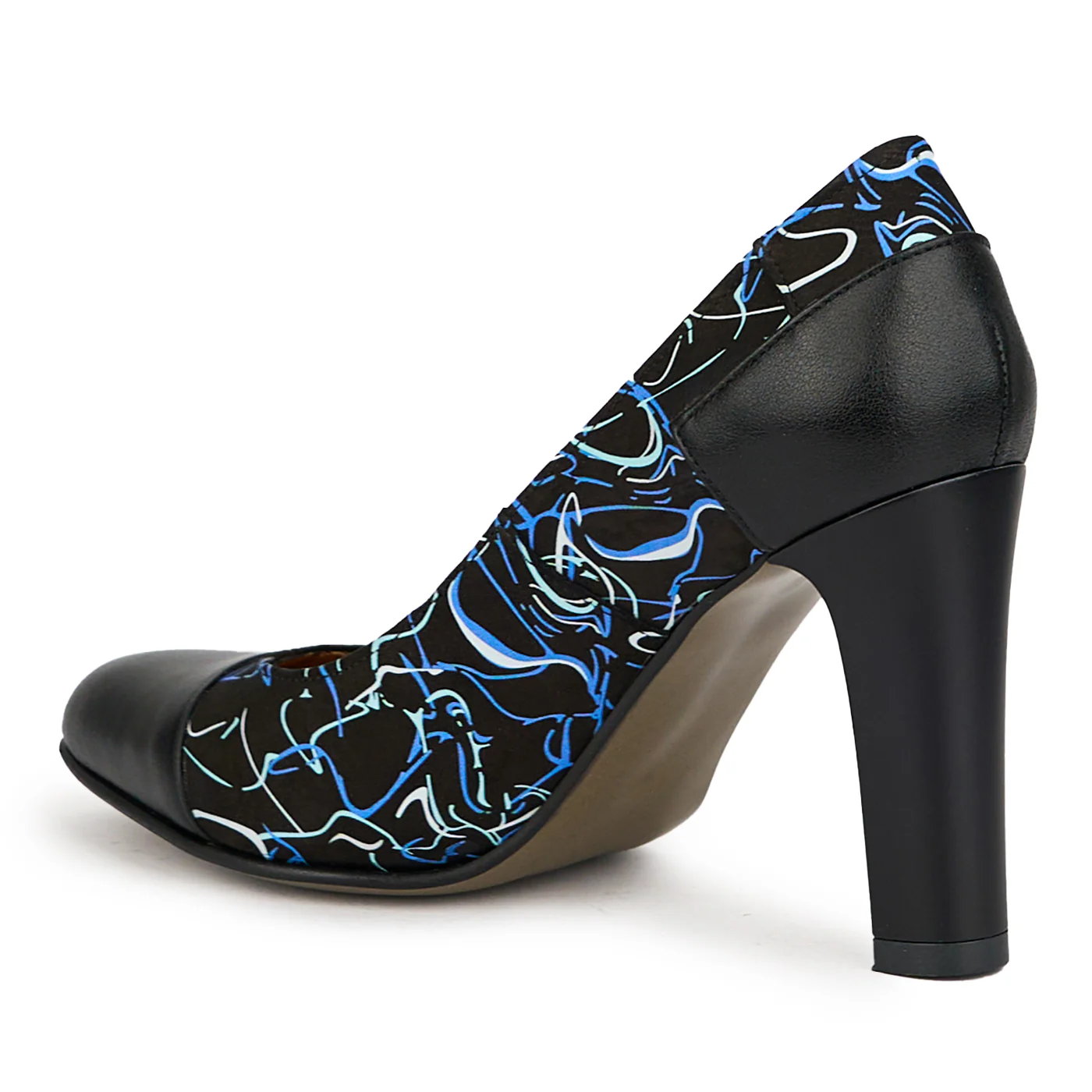 Pantofi dama din piele naturala neagra cu toc gros 9.5 cm 14972 - Image 2