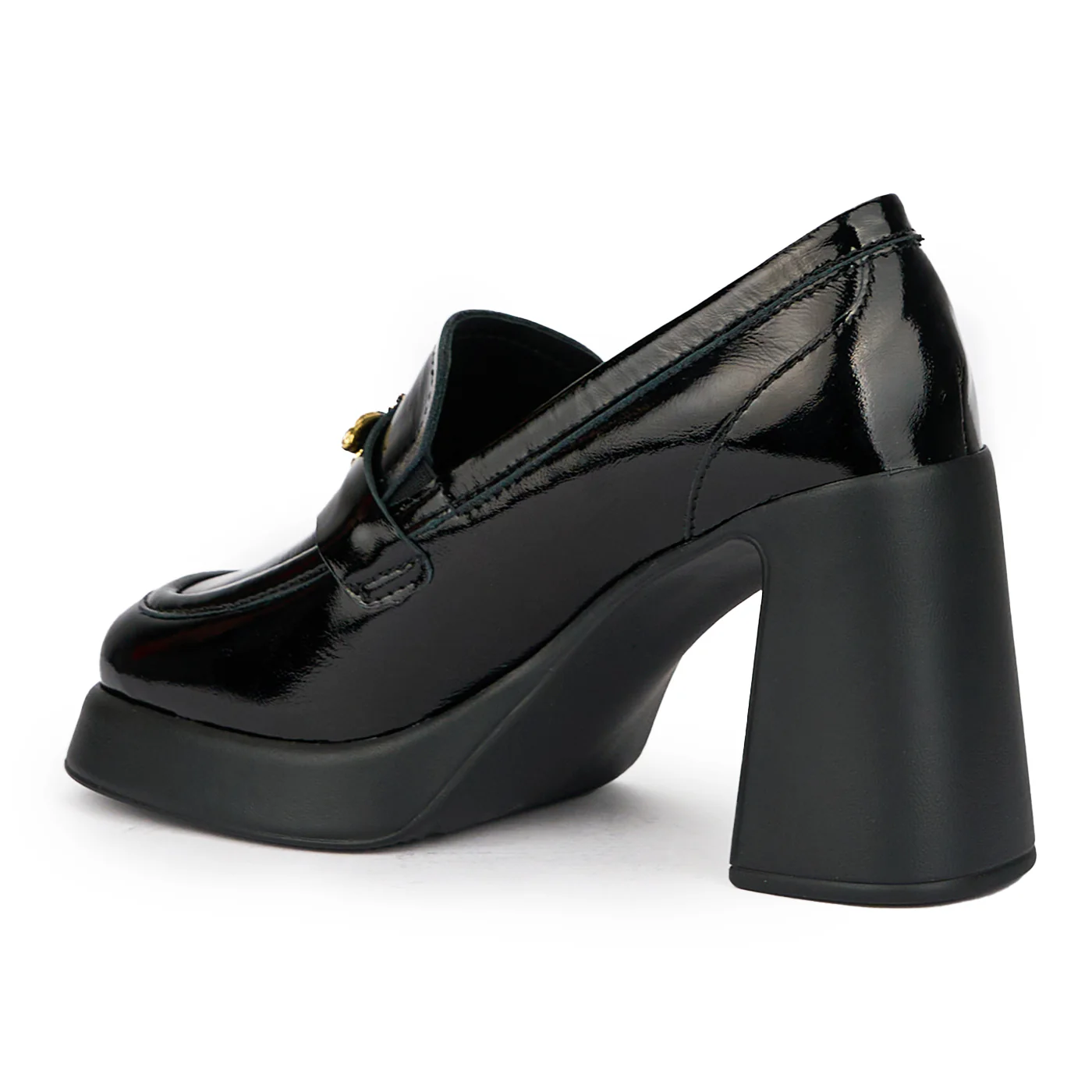 Pantofi dama din piele naturala neagra cu toc gros 9.5 cm 15369 - Image 2