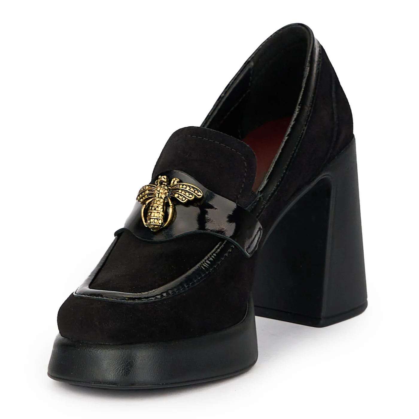 Pantofi dama din piele naturala neagra cu toc gros 9.5 cm 15526 - Image 3