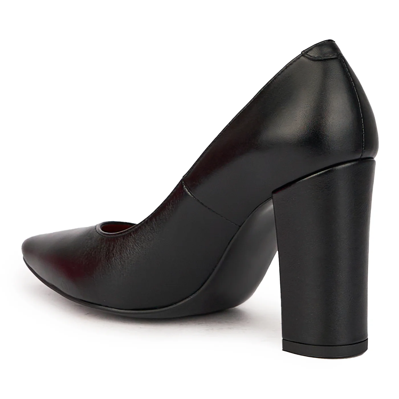 Pantofi dama din piele naturala neagra cu toc gros 9.5 cm 15925 - Image 2