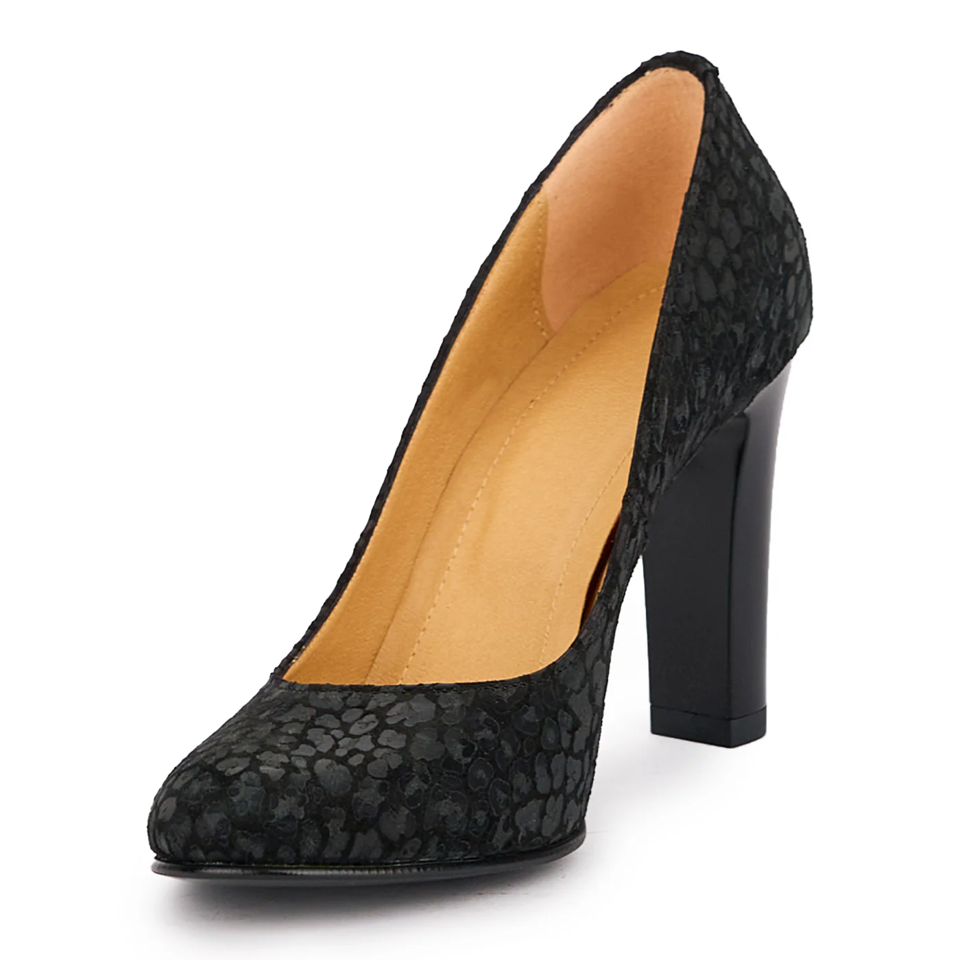Pantofi dama din piele naturala neagra cu toc gros 9.5 cm 16915 - Image 3