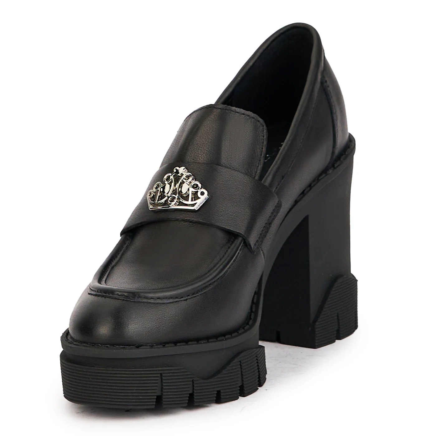 Pantofi dama din piele naturala neagra cu toc gros 9.5 cm 17055 - Image 3