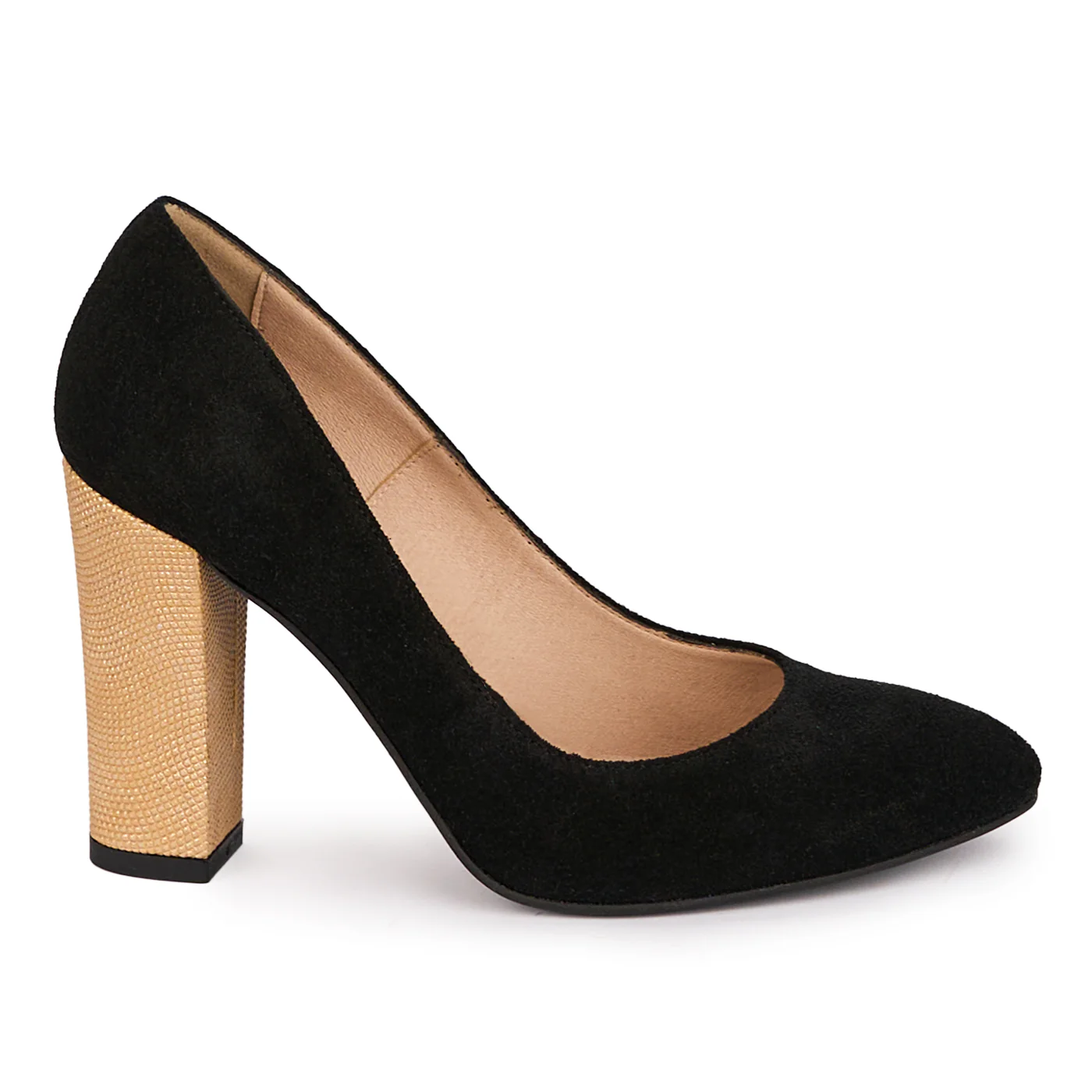 Pantofi dama din piele naturala neagra cu toc gros 9.5 cm 18618