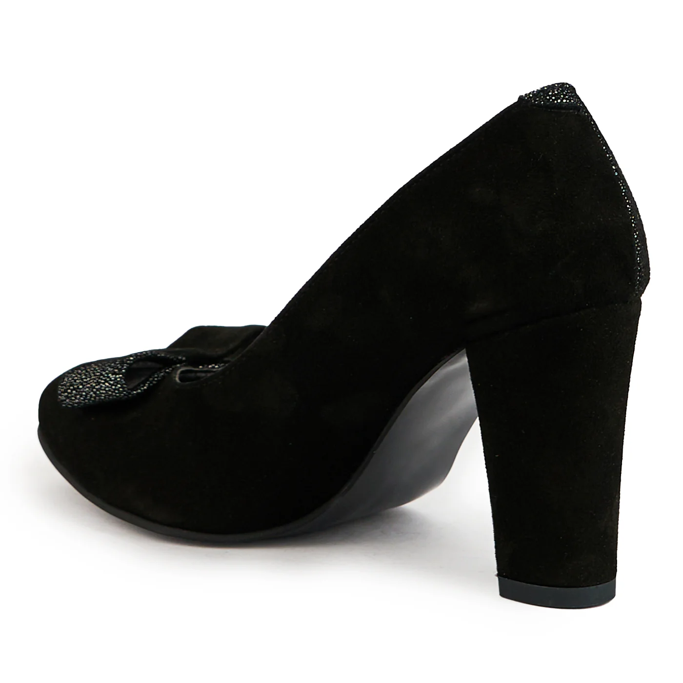 Pantofi dama din piele naturala neagra cu toc gros 9 cm 14872 - Image 2