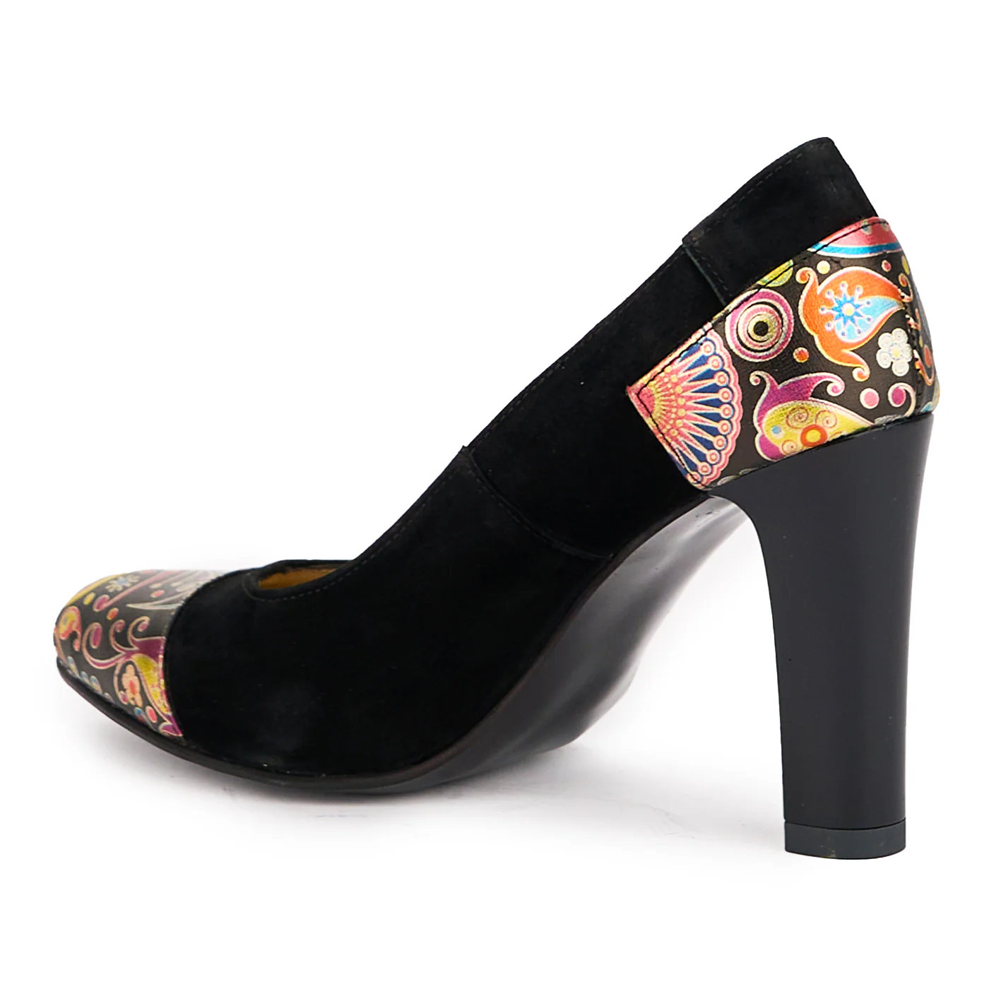 Pantofi dama din piele naturala neagra cu toc gros 9 cm 16919 - Image 2