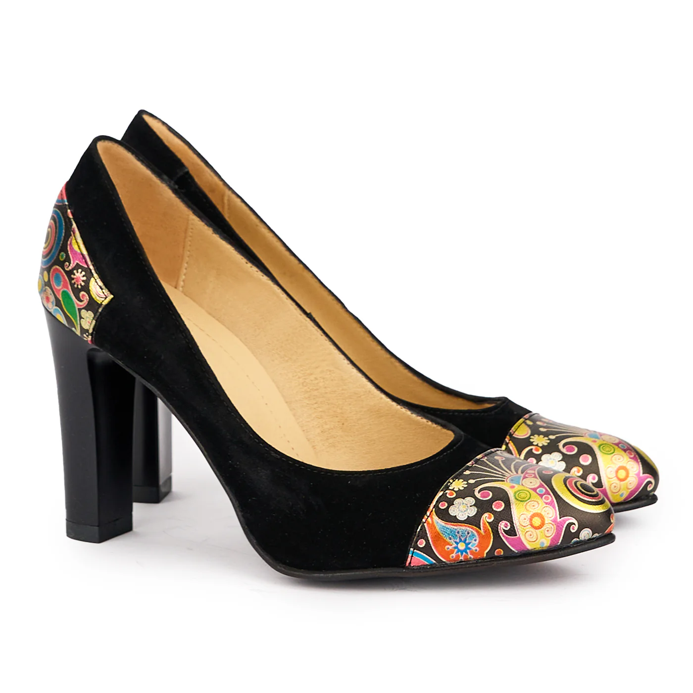 Pantofi dama din piele naturala neagra cu toc gros 9 cm 16919 - Image 4