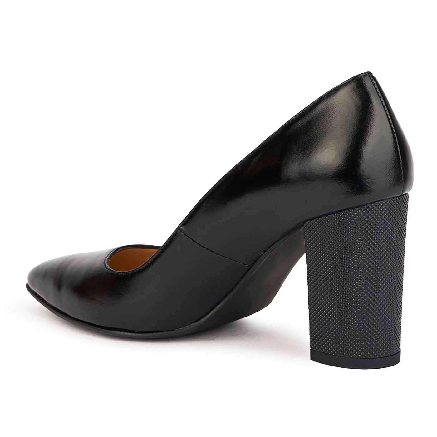 Pantofi dama din piele naturala neagra cu toc gros 9 cm 17164 - Image 2