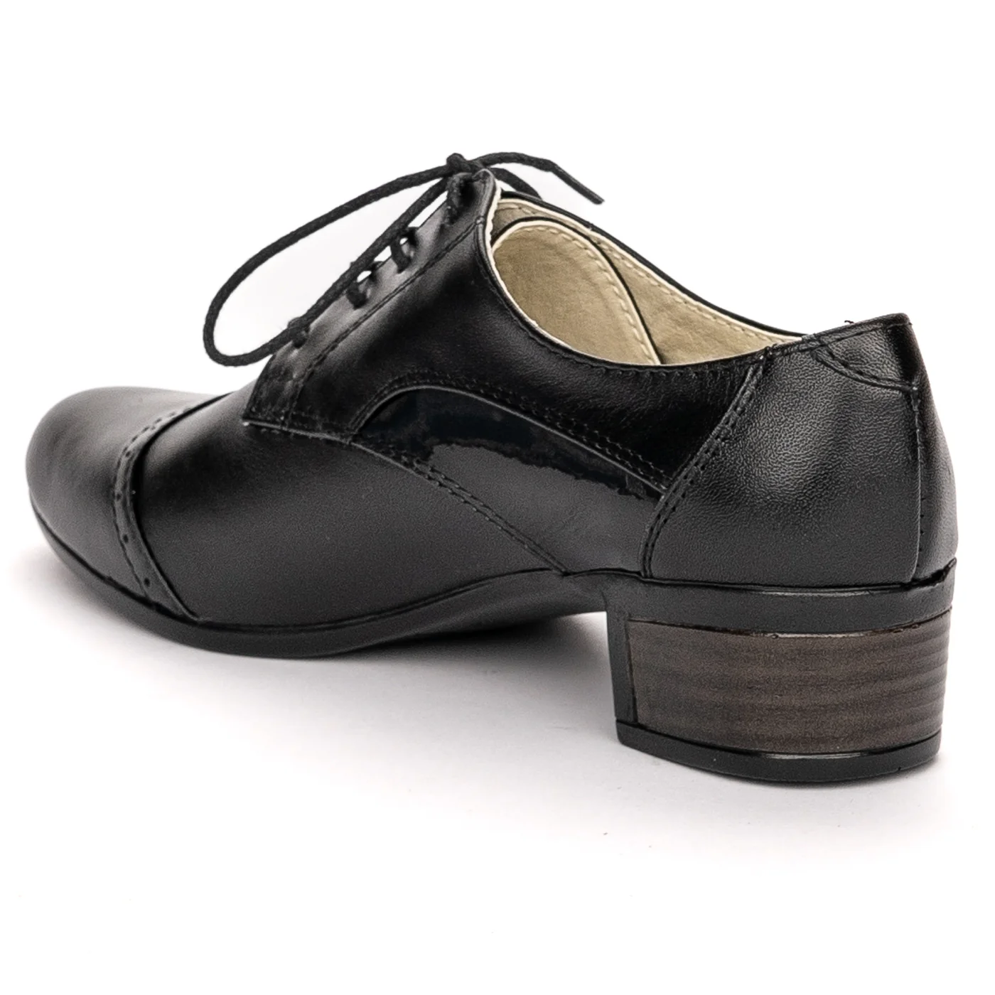 Pantofi dama din piele naturala neagra cu toc mic 3.5 cm 13464 - Image 2