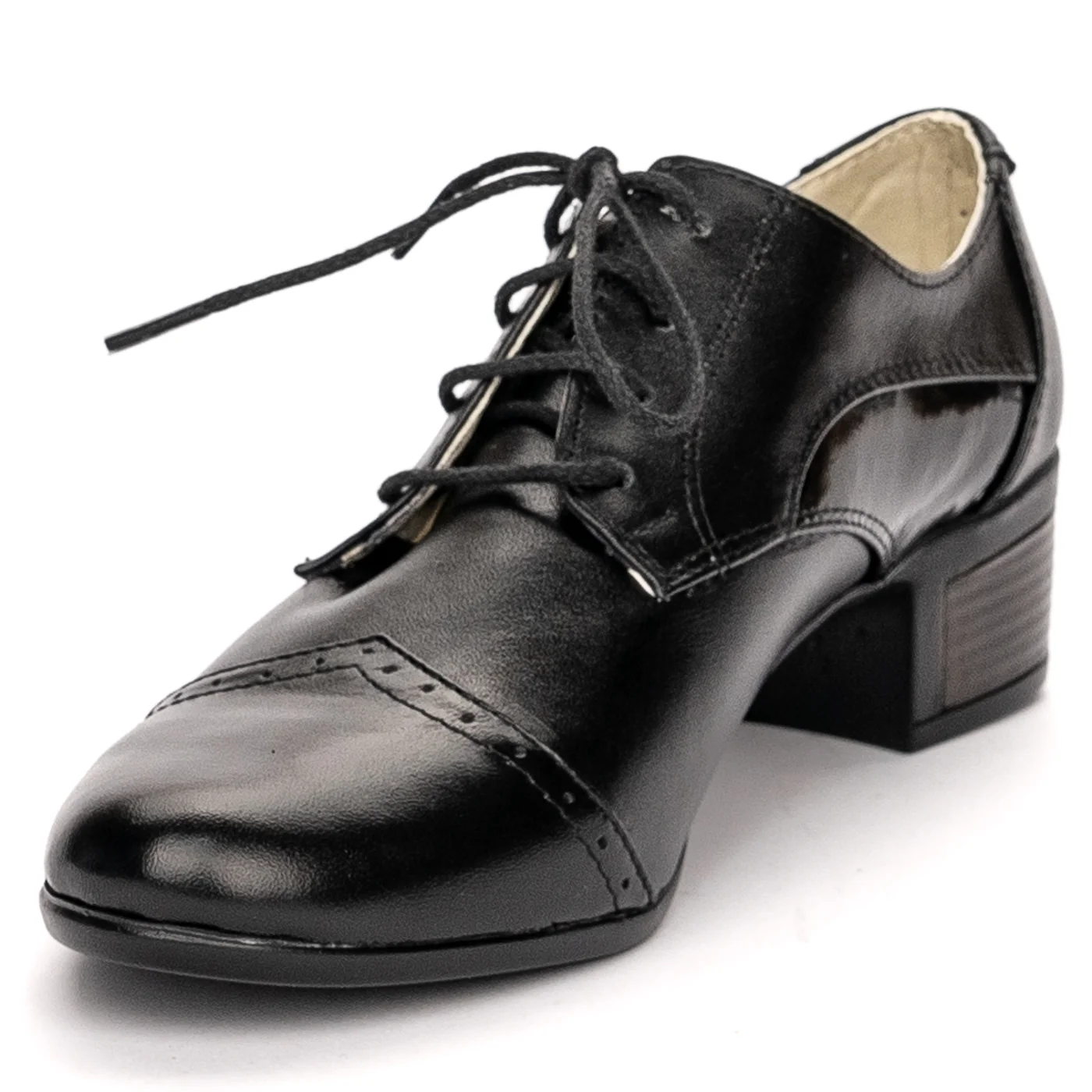 Pantofi dama din piele naturala neagra cu toc mic 3.5 cm 13464 - Image 3
